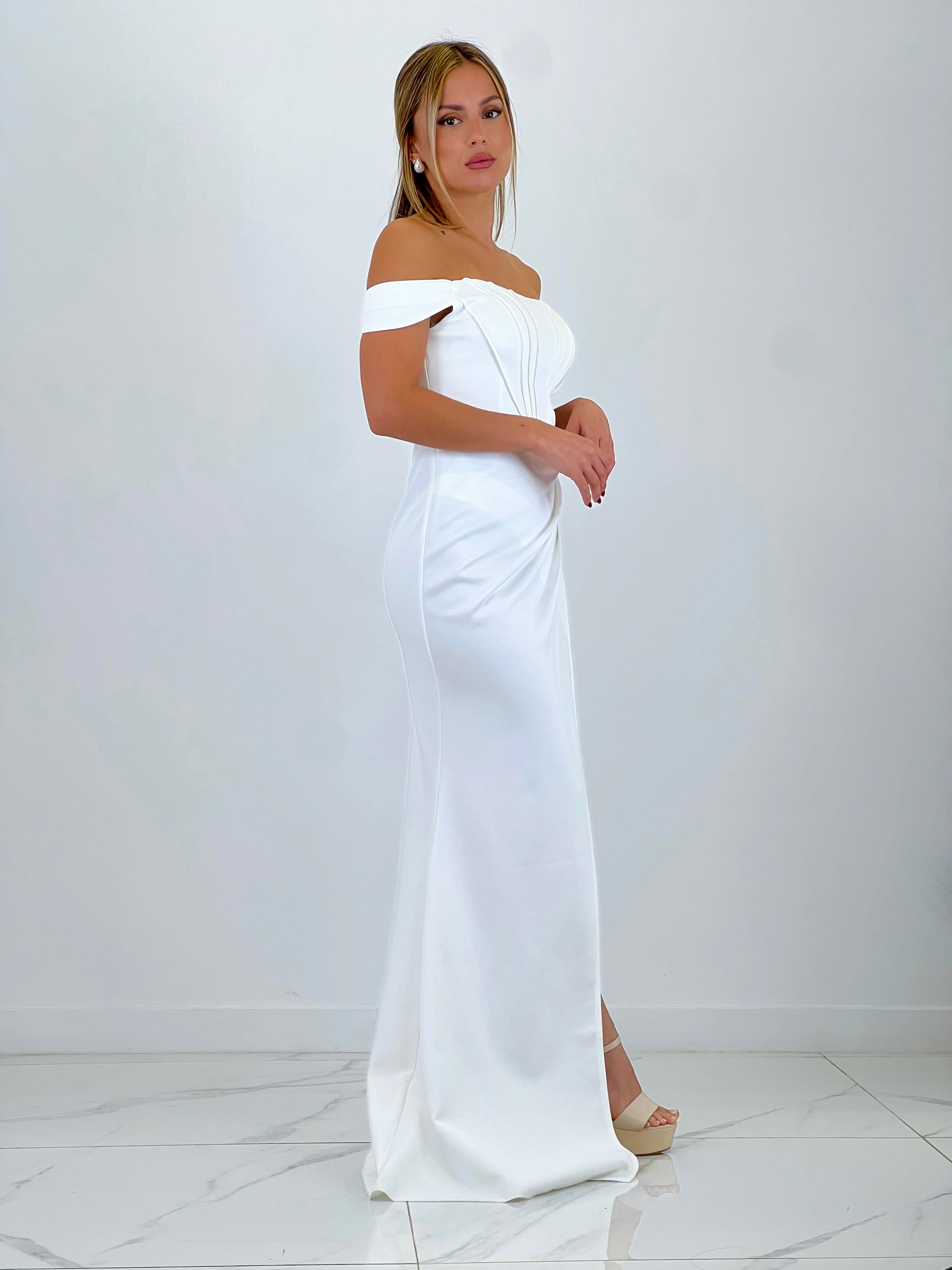 Vestido palabra de honor Selene blanco