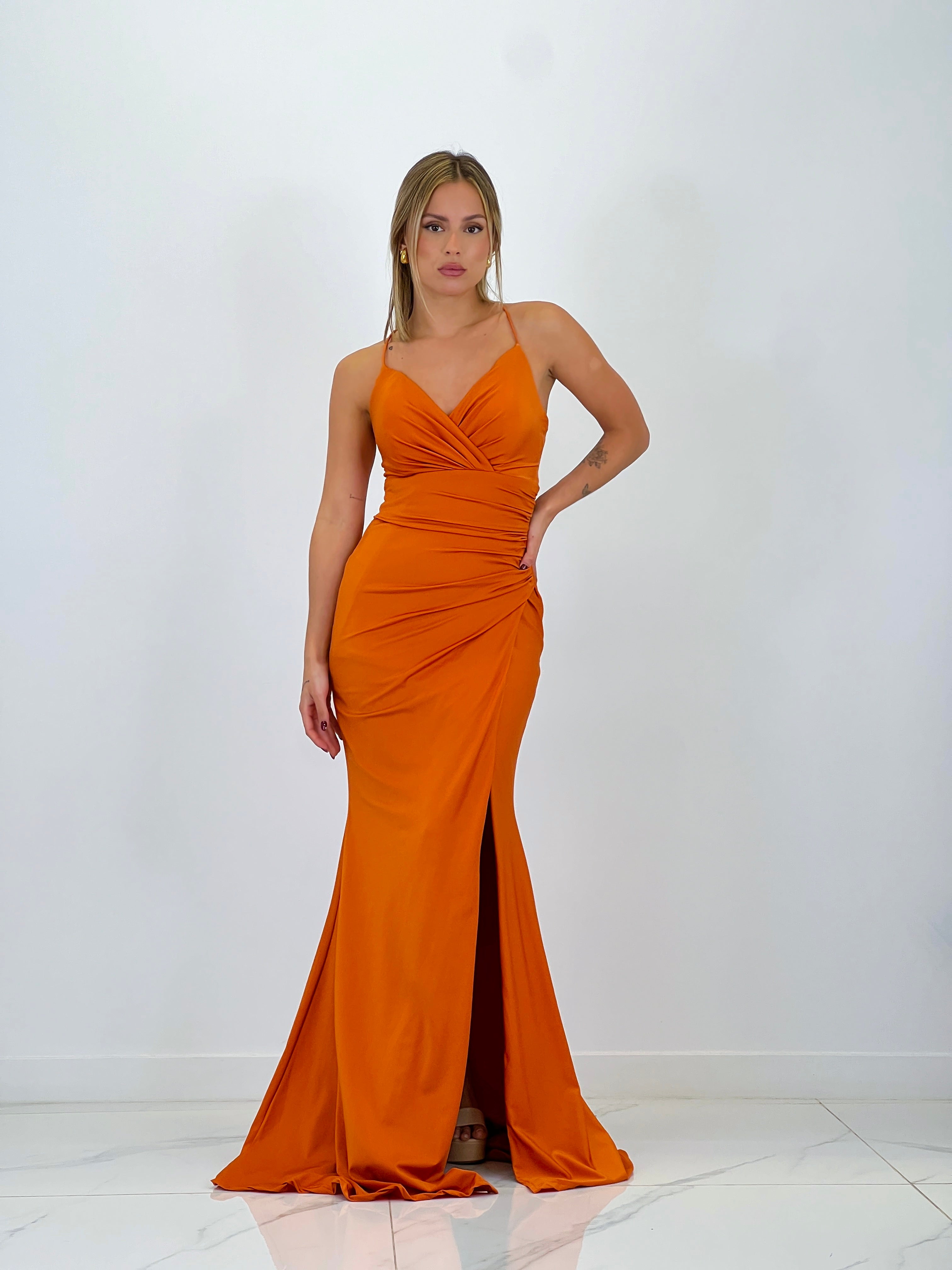 Odette long gathered dress