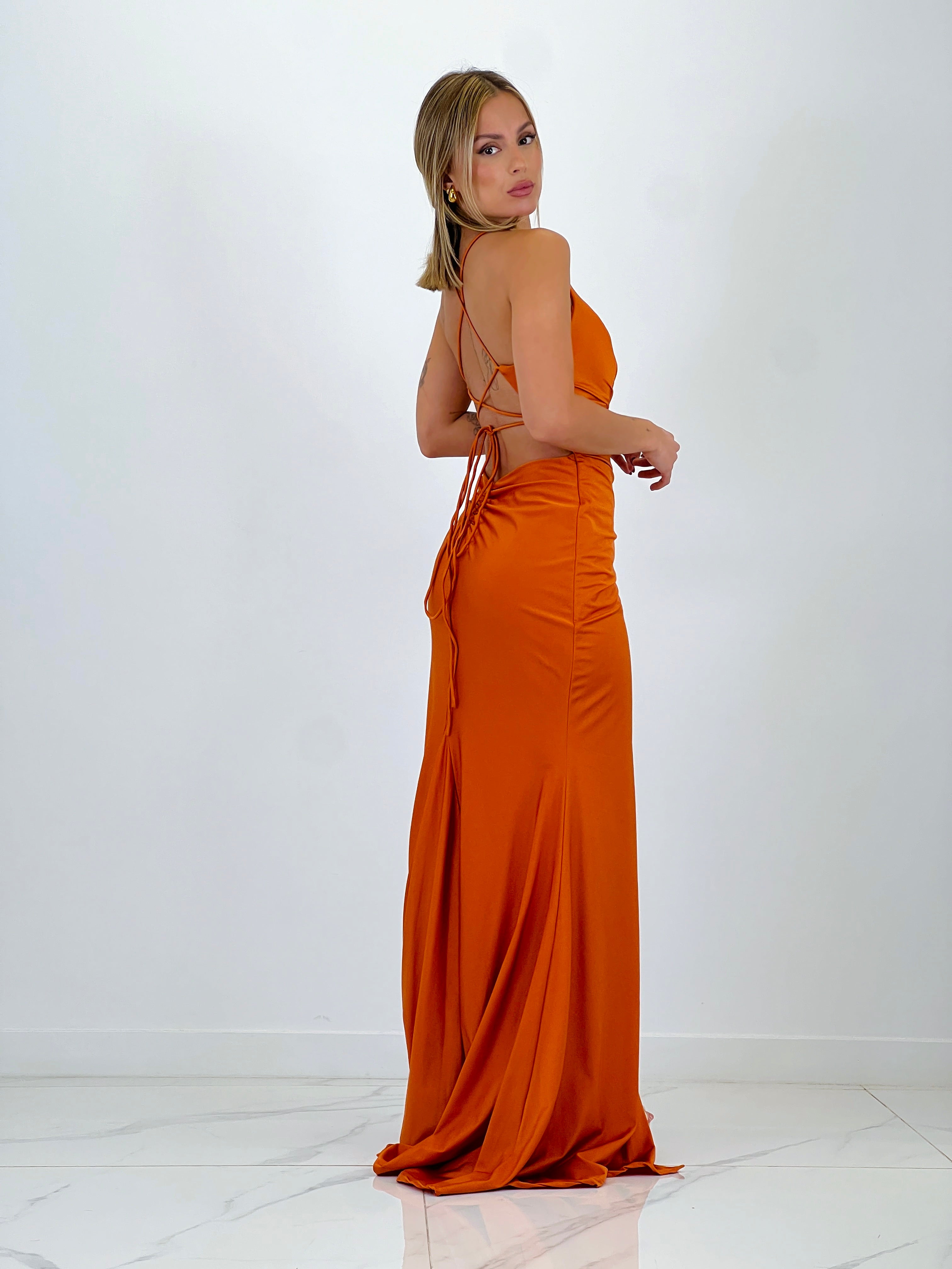 Odette long gathered dress