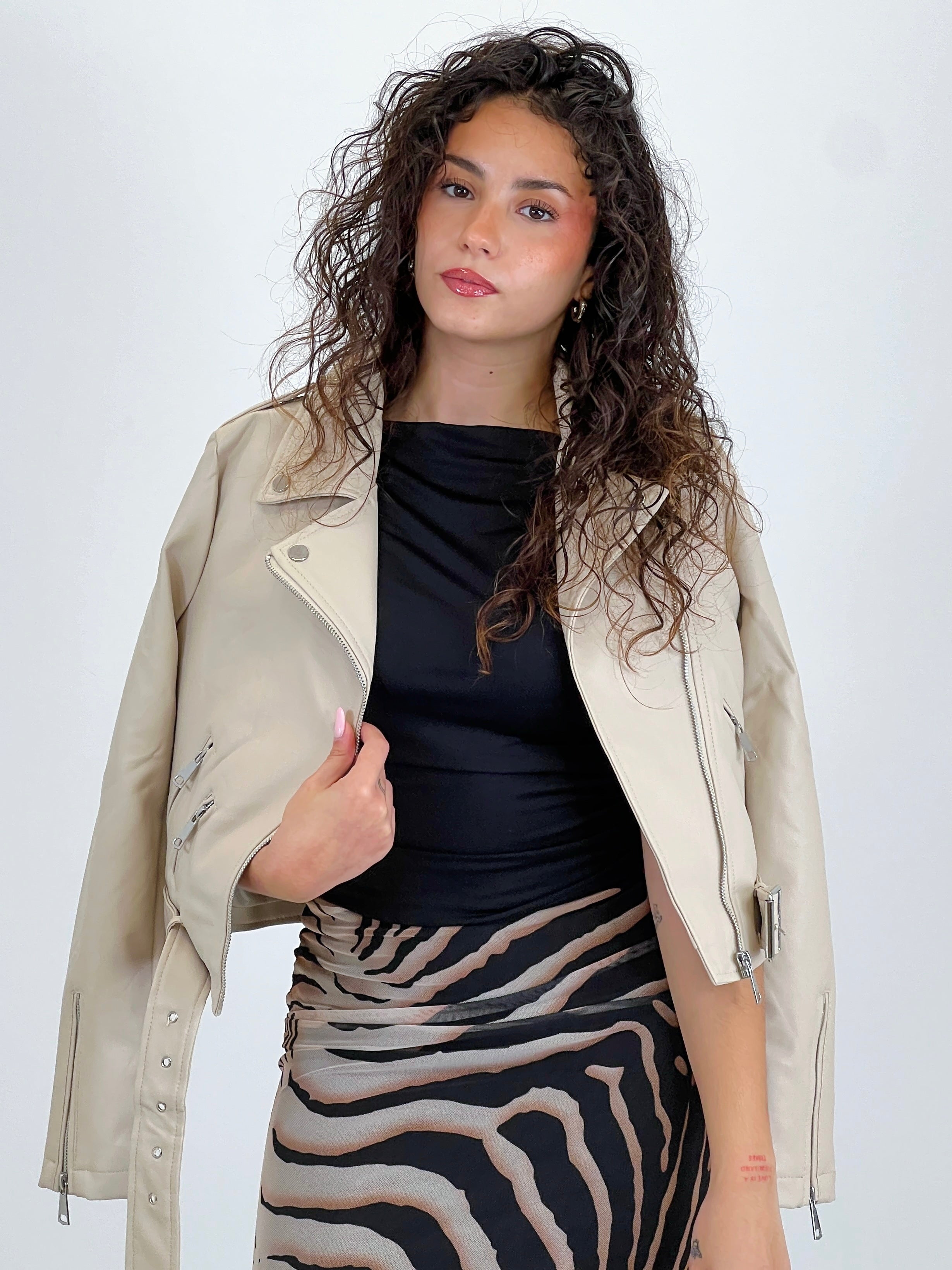 Faux leather biker jacket