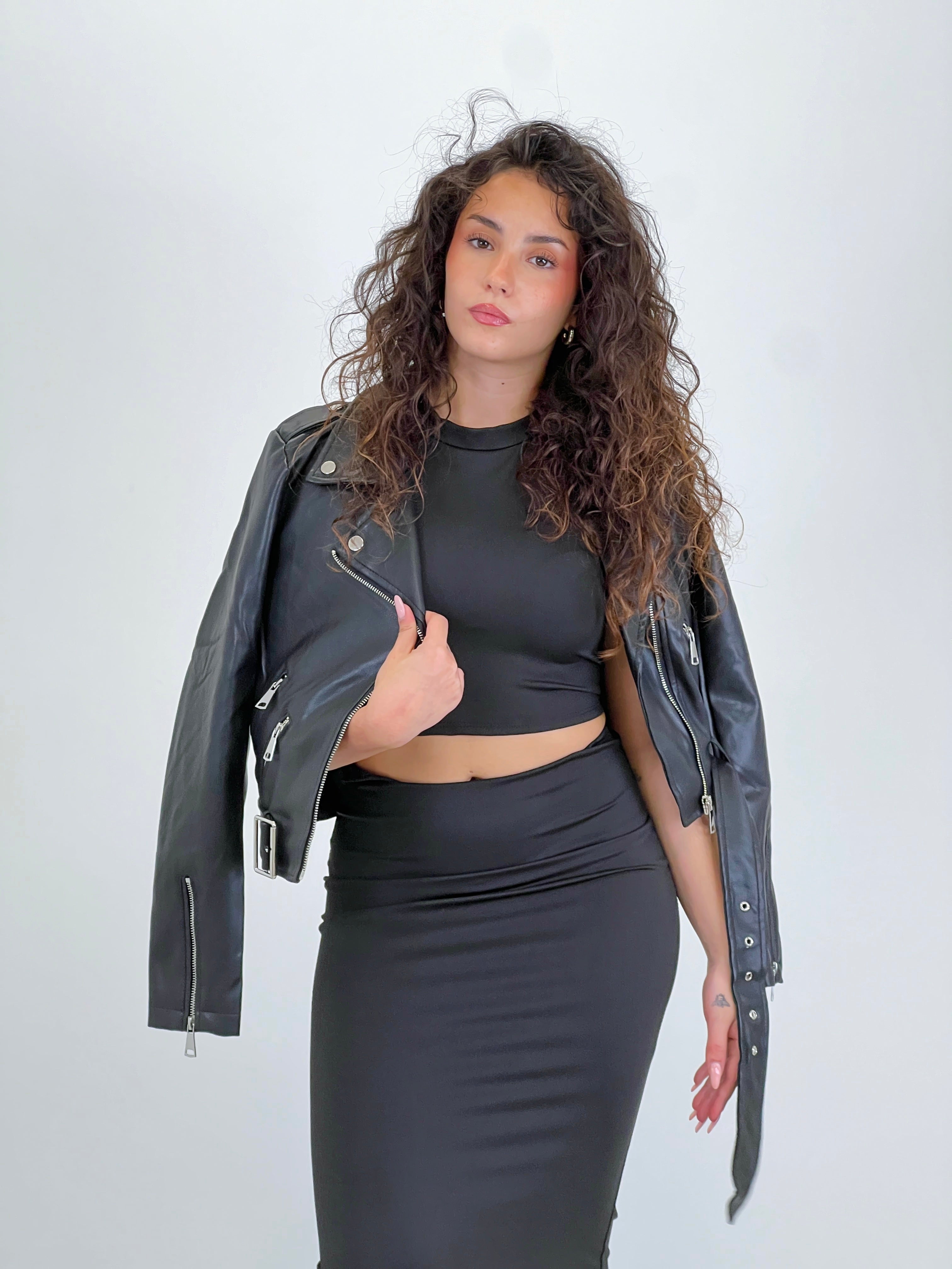 Faux leather biker jacket