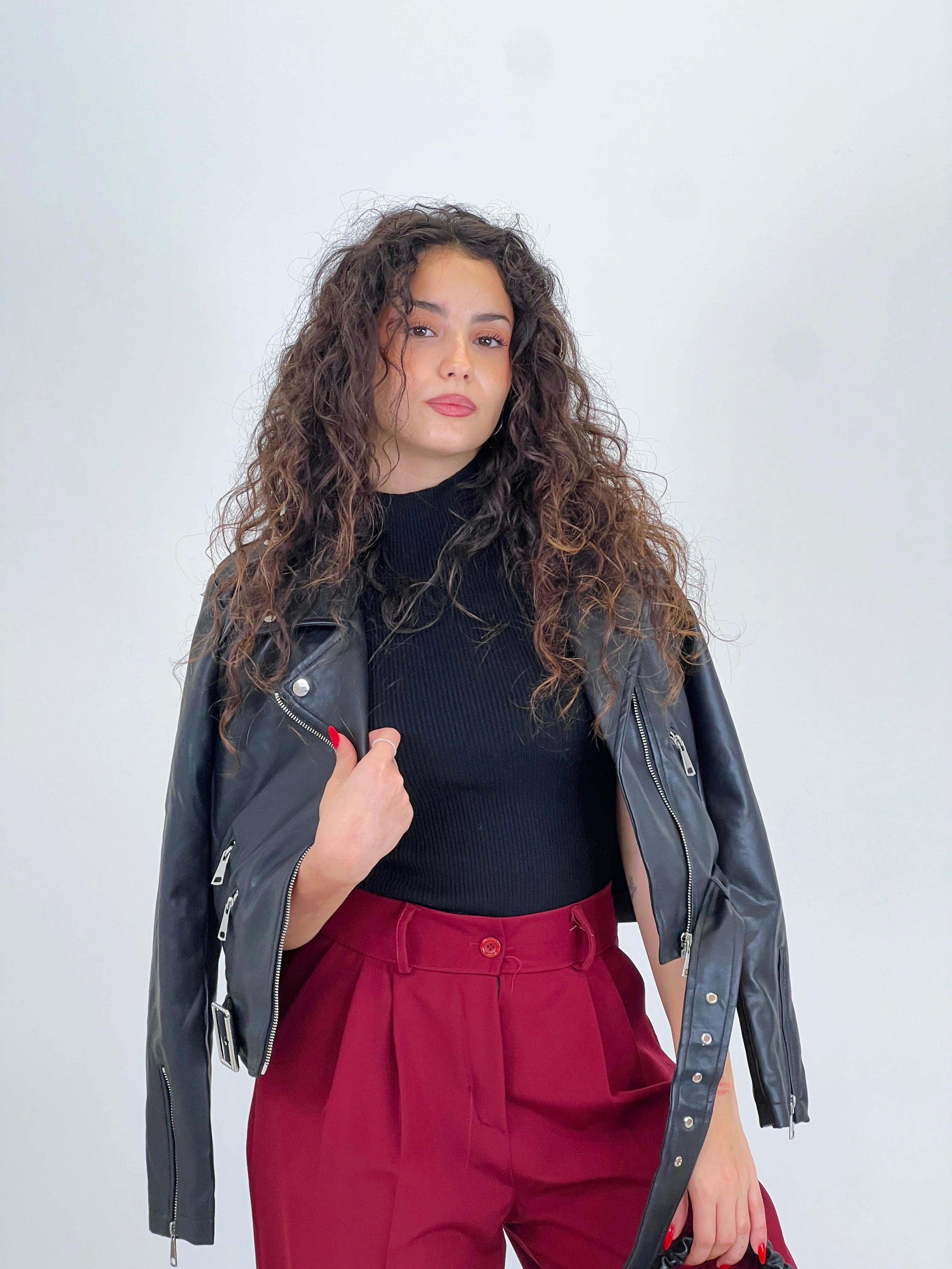 Faux leather biker jacket