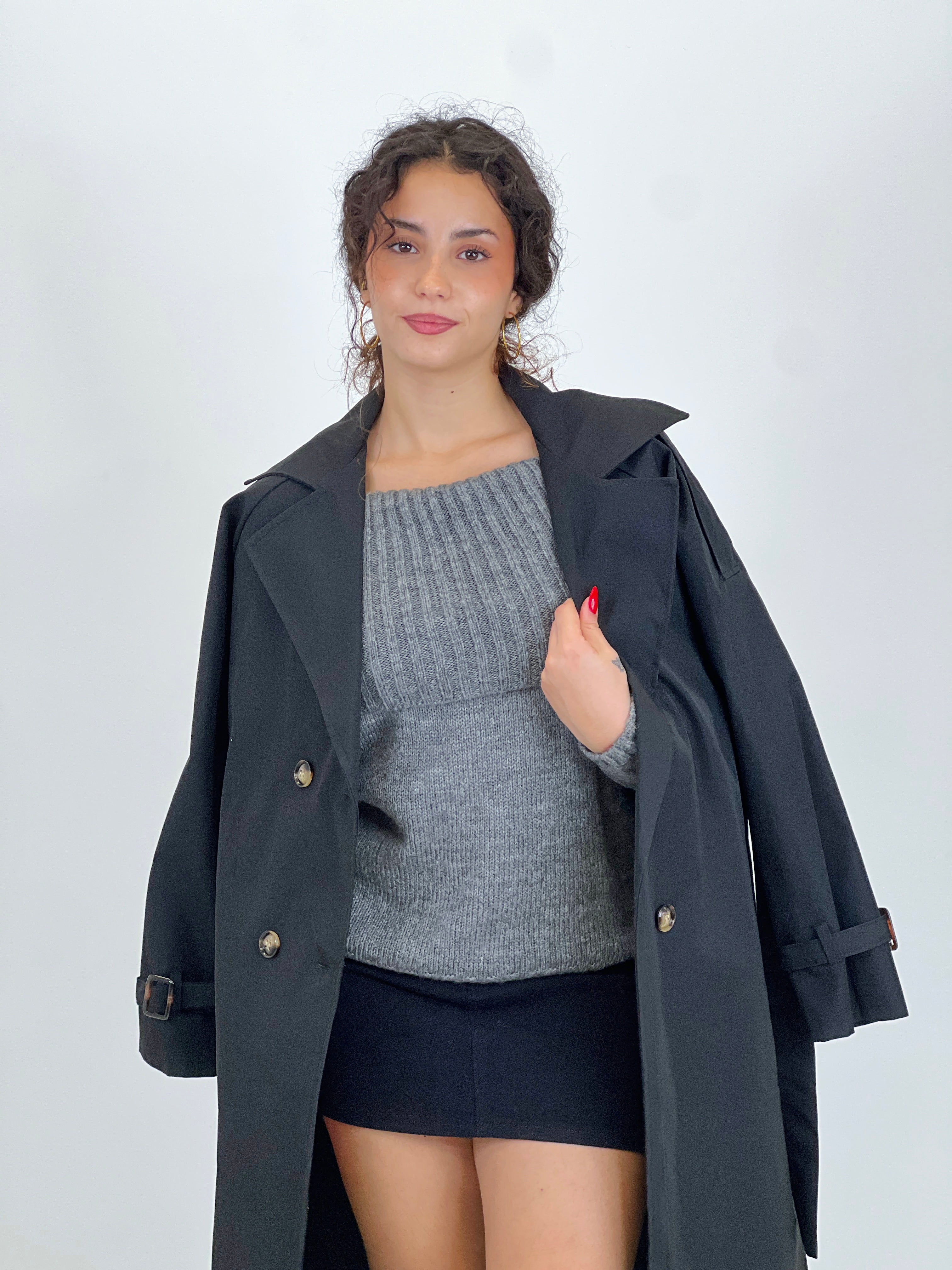Gabardina trench larga