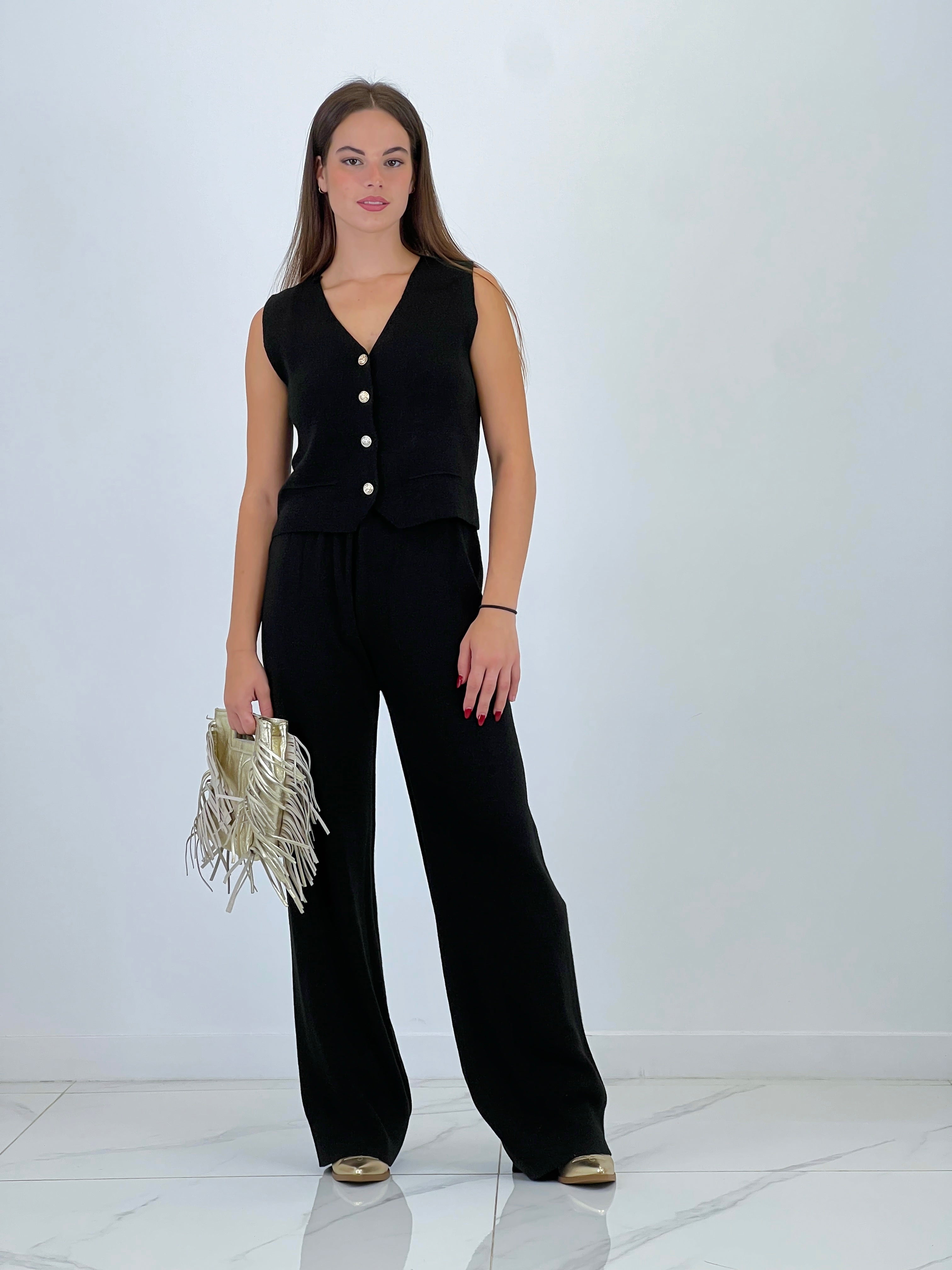 Conjunto punto chaleco y pantalón recto