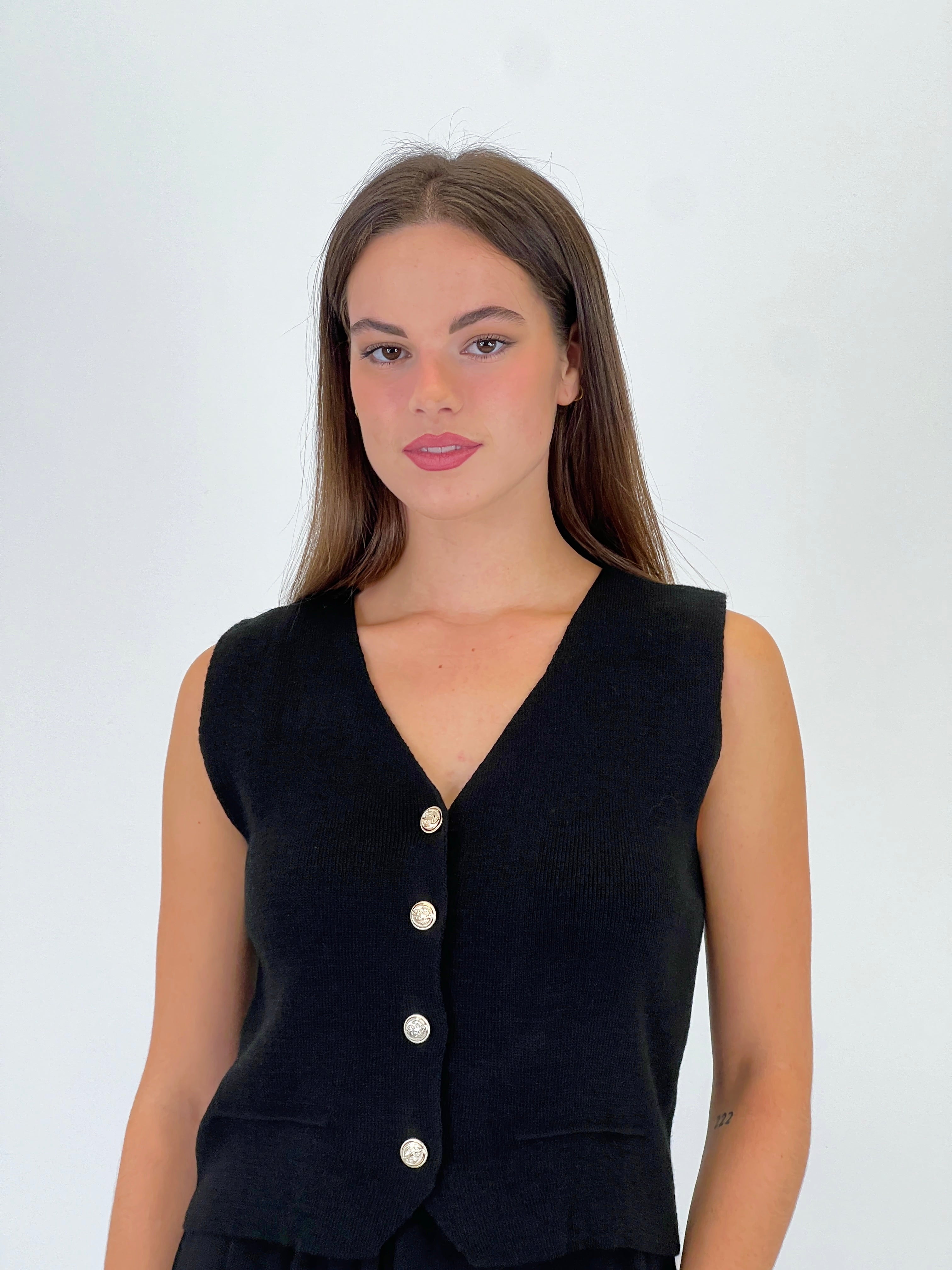 Conjunto punto chaleco y pantalón recto