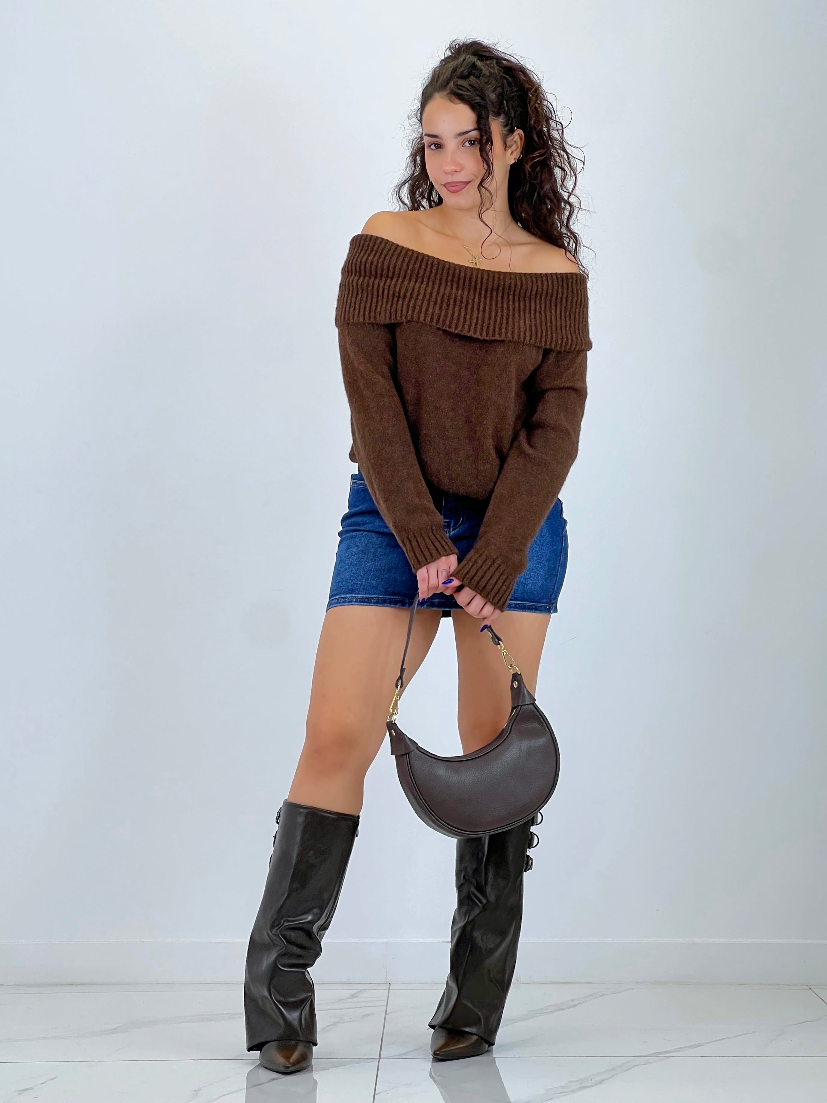 Jersey grosso decote barco