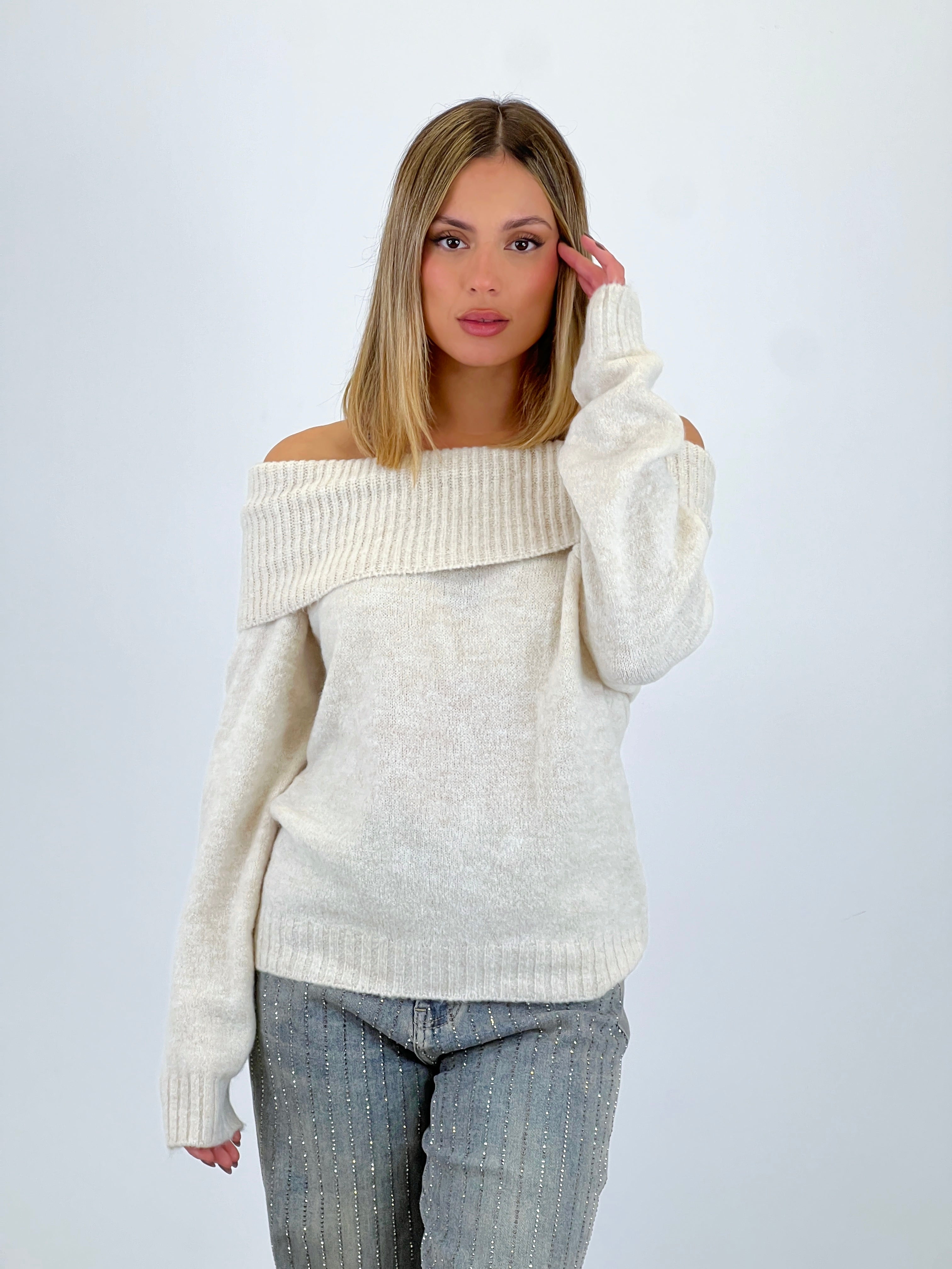 Jersey grosso decote barco