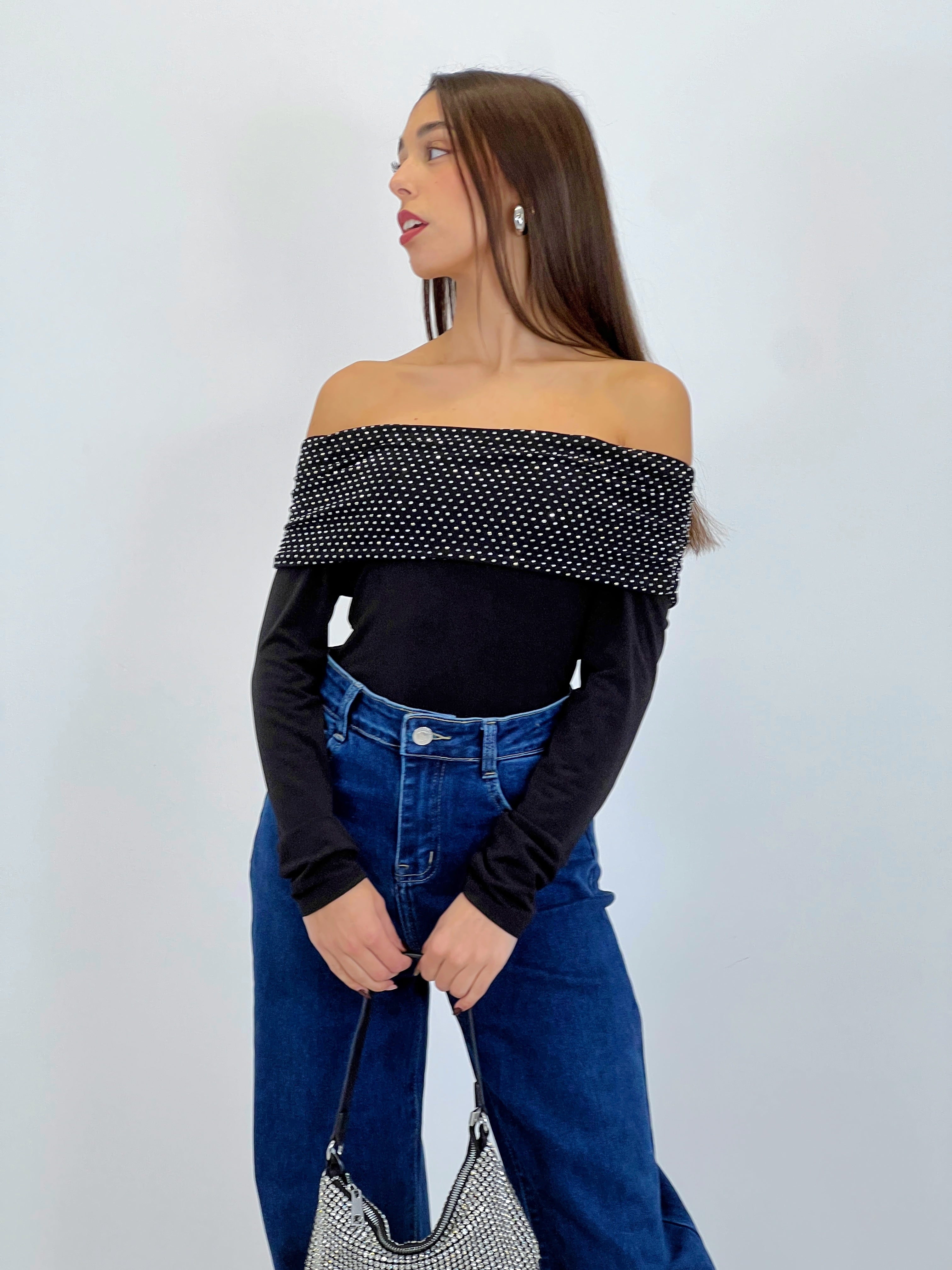 Body escote barco brillante