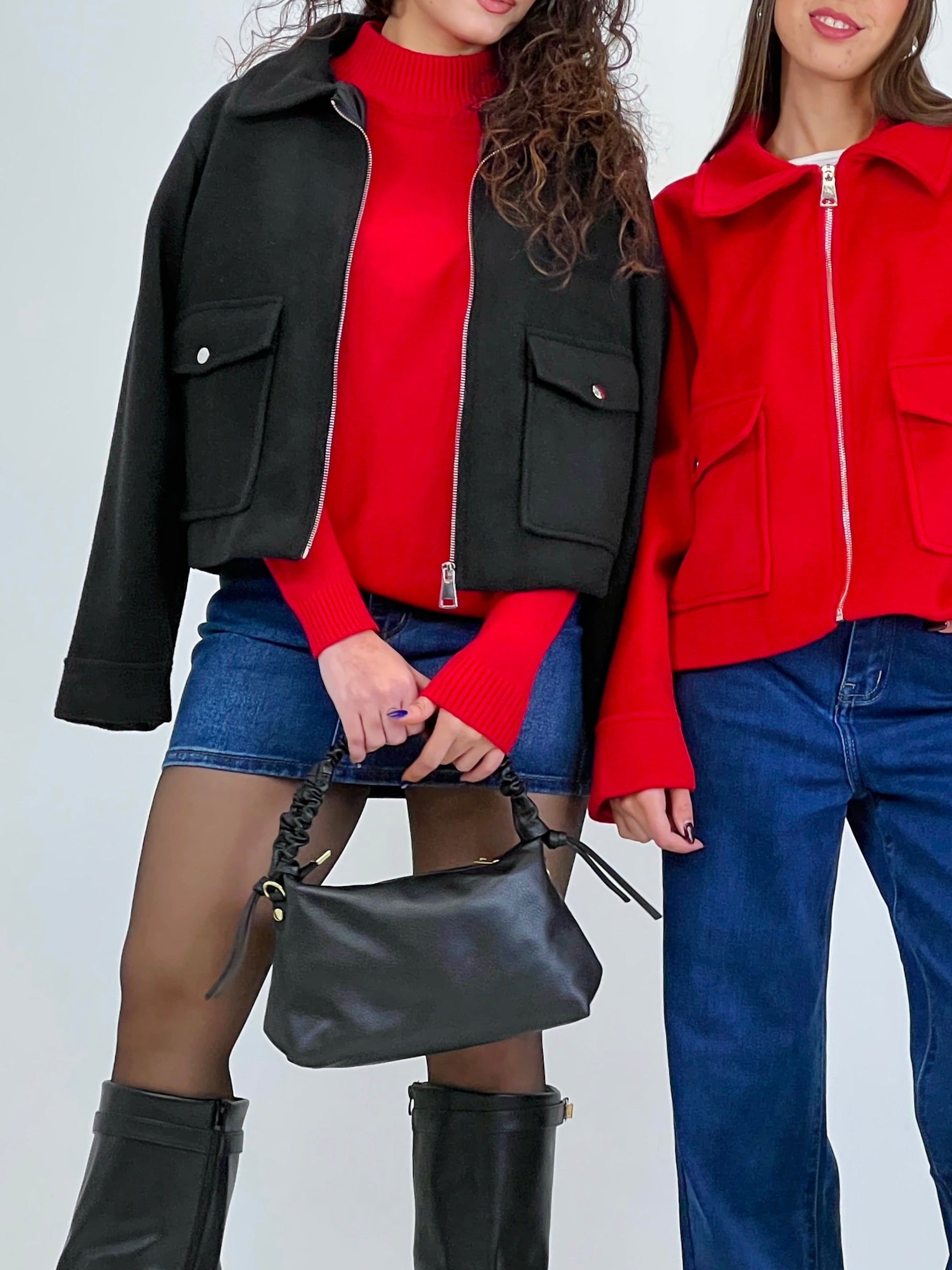 Bolso de piel asa arrugada