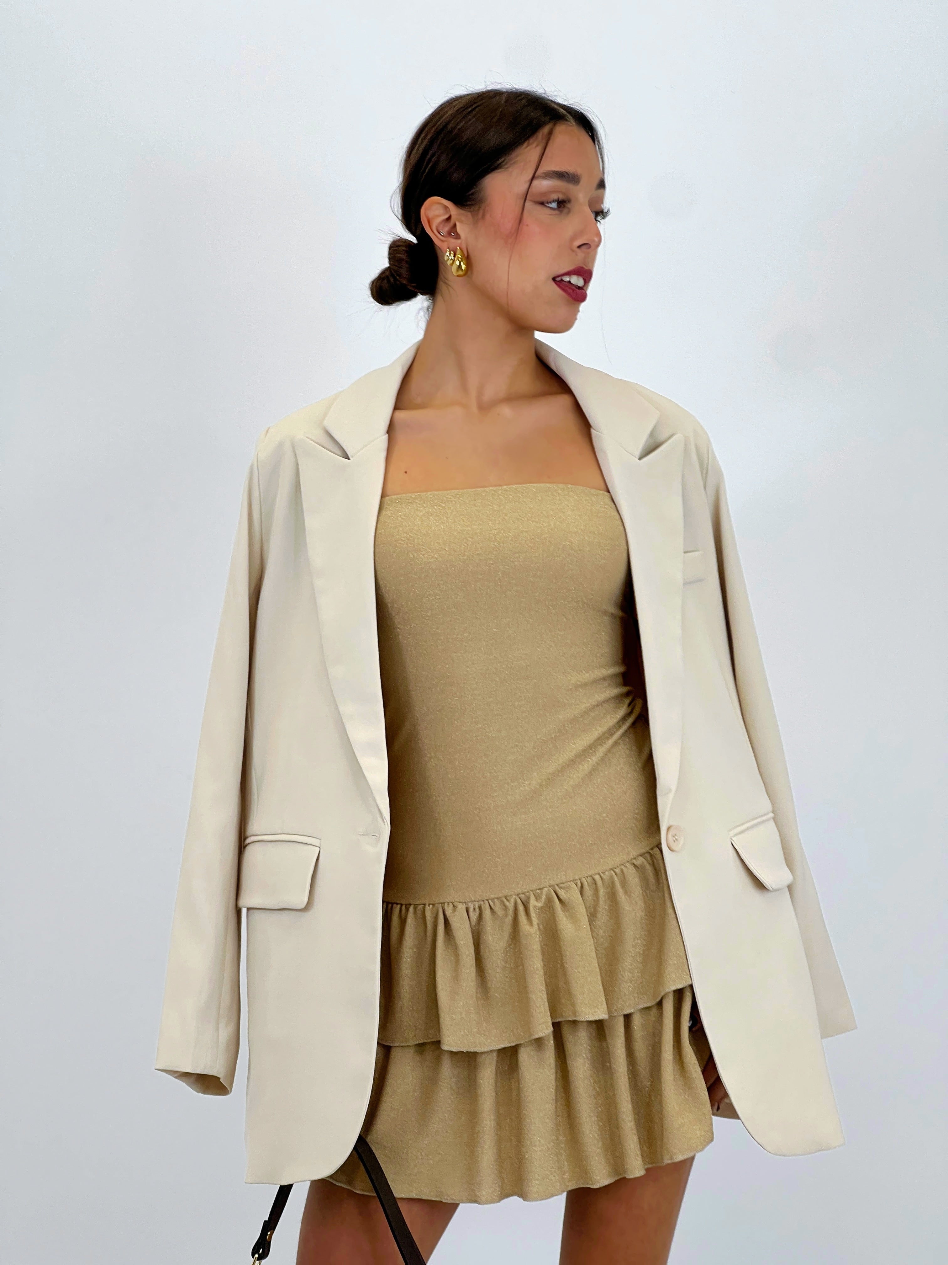 Vestito lurex doppia balza