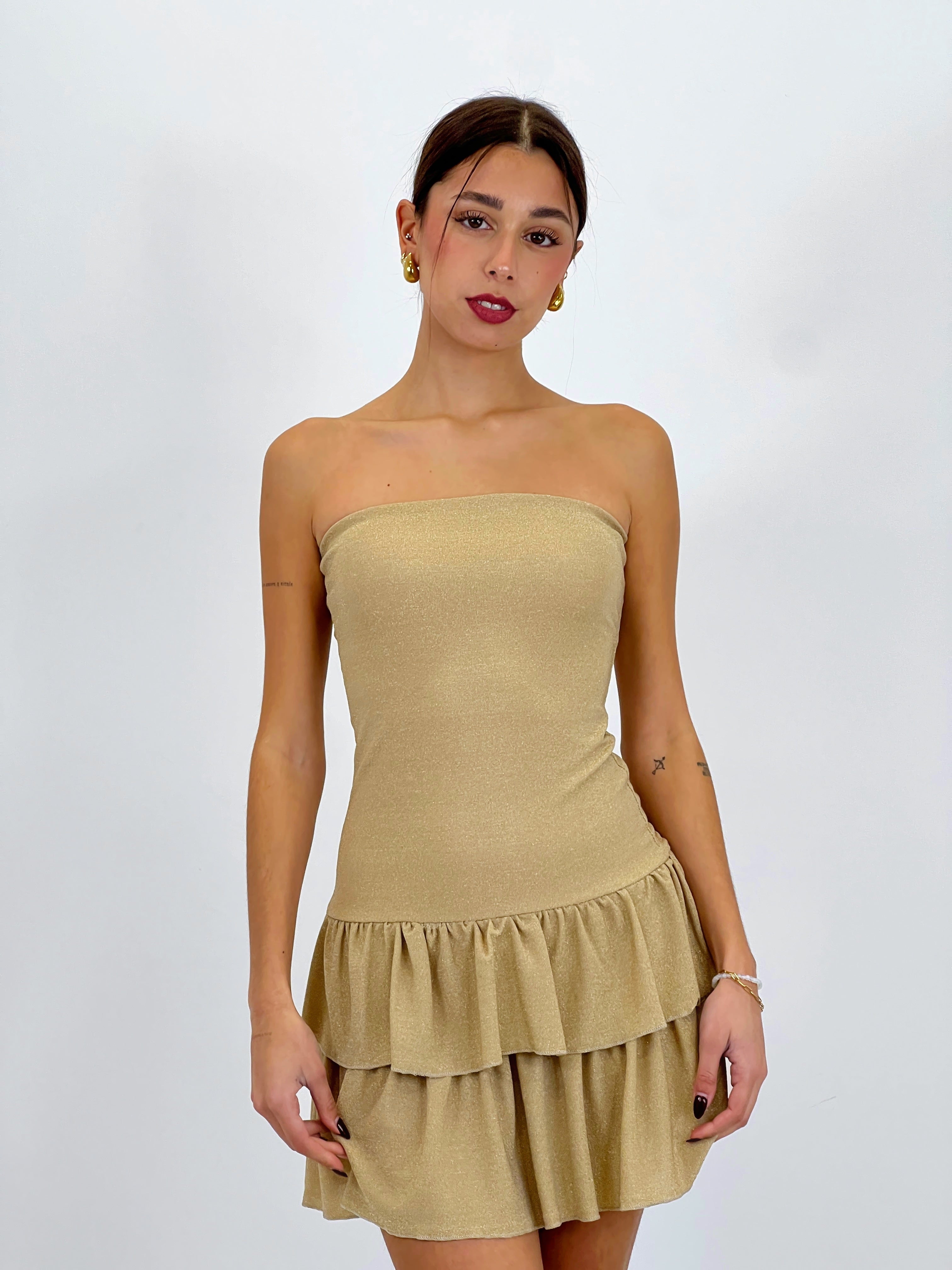 Vestito lurex doppia balza