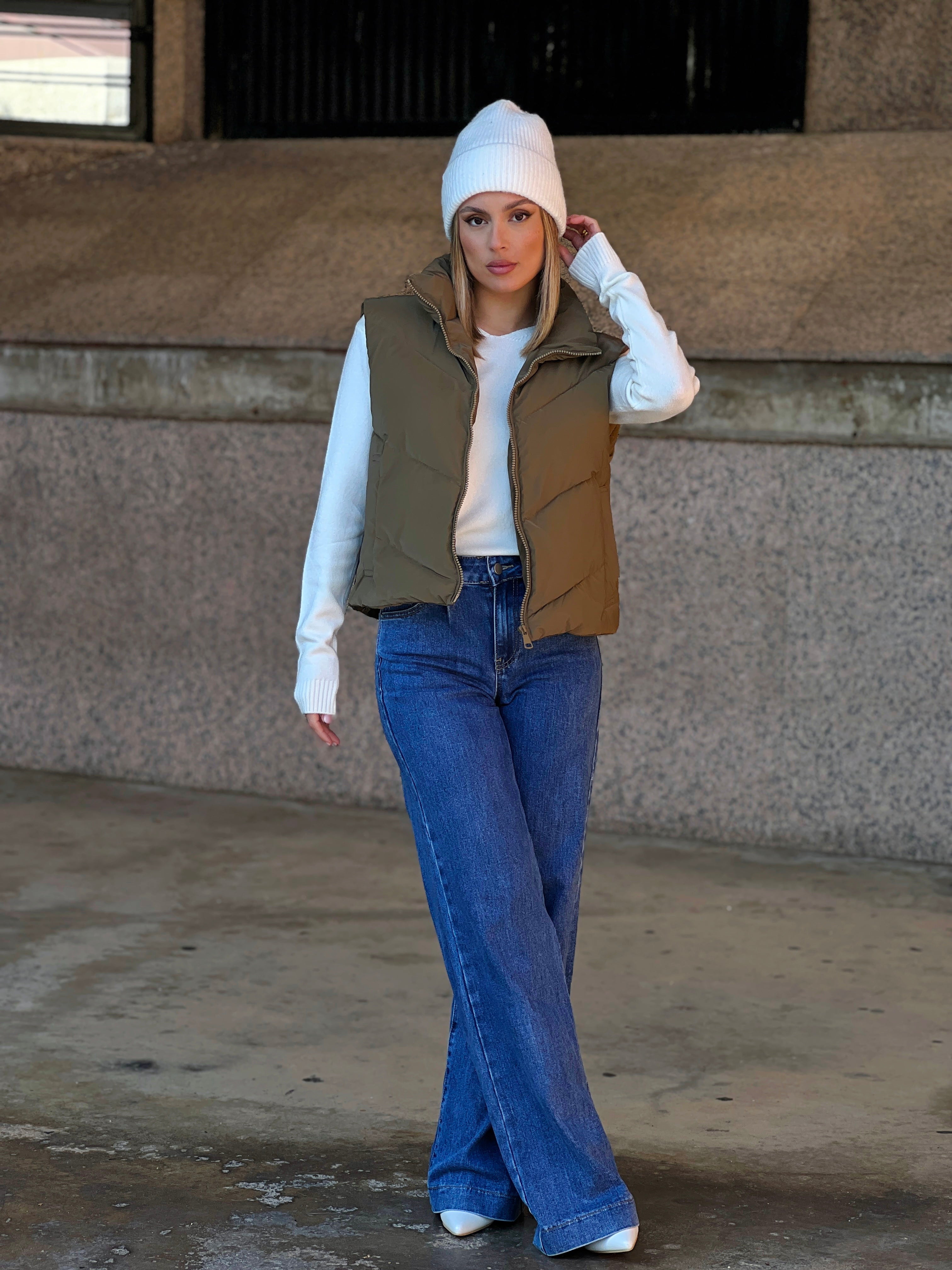 Chaleco crop acolchado