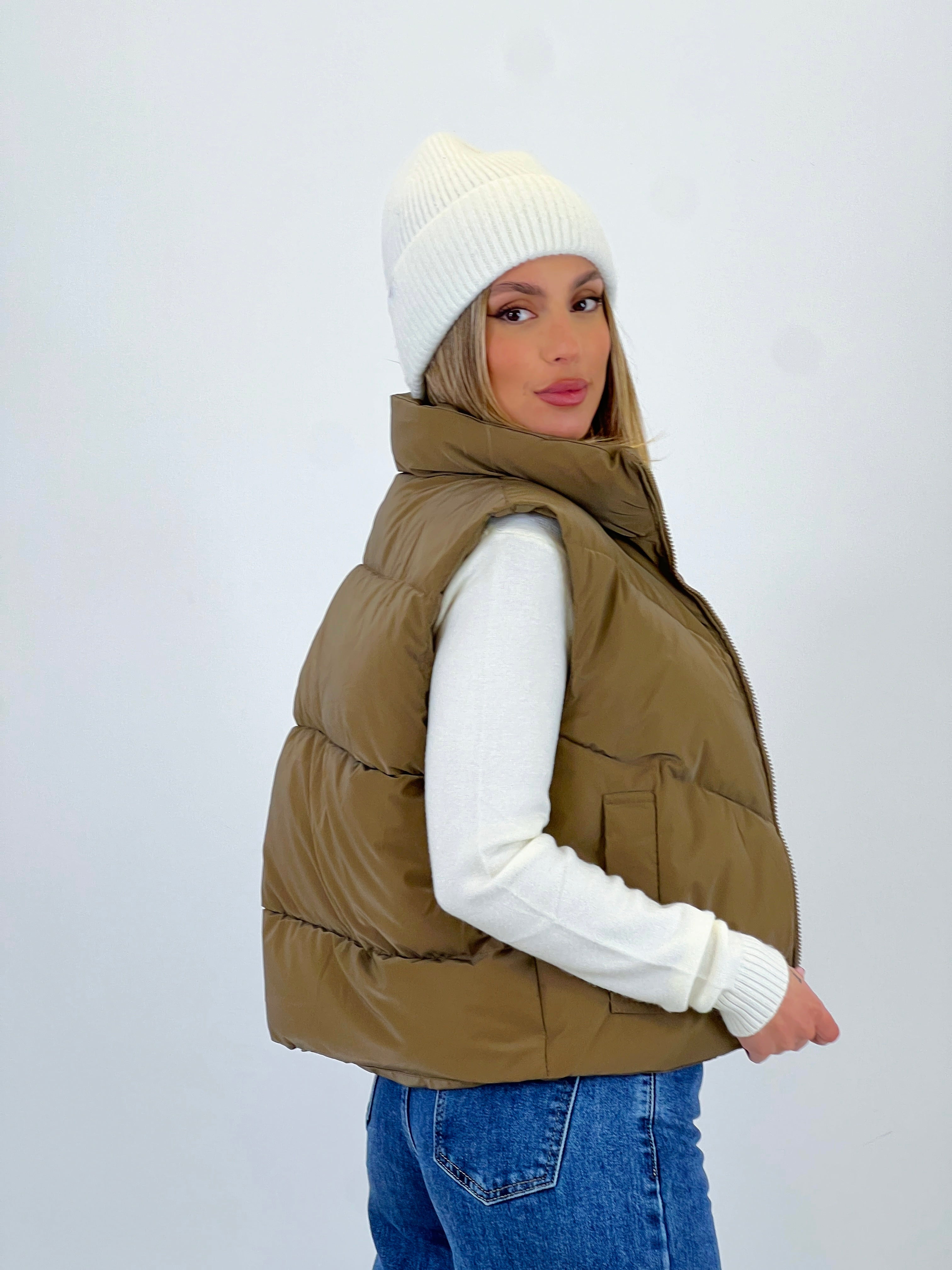 Chaleco crop acolchado