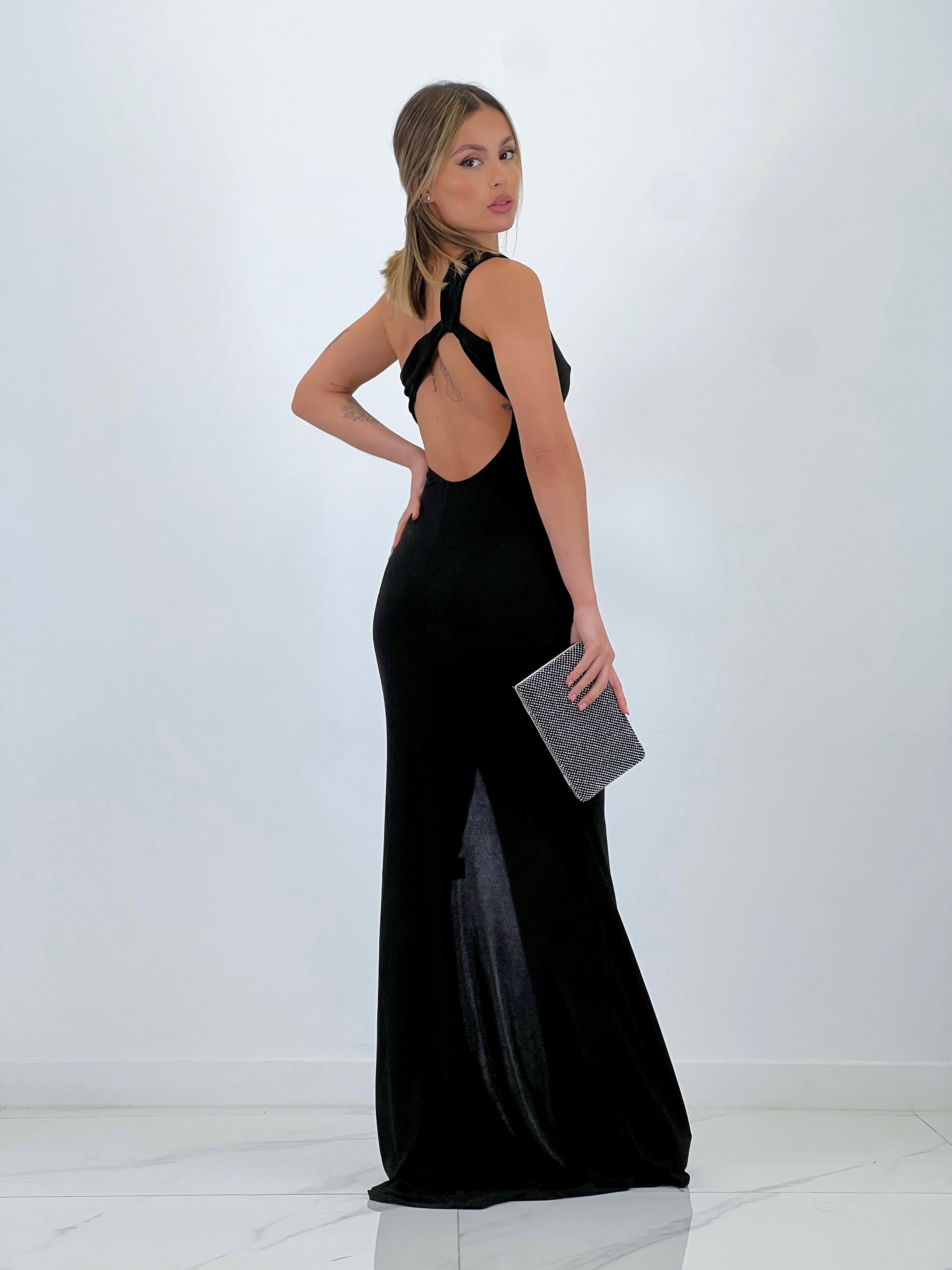 Vestido largo lurex ajustado