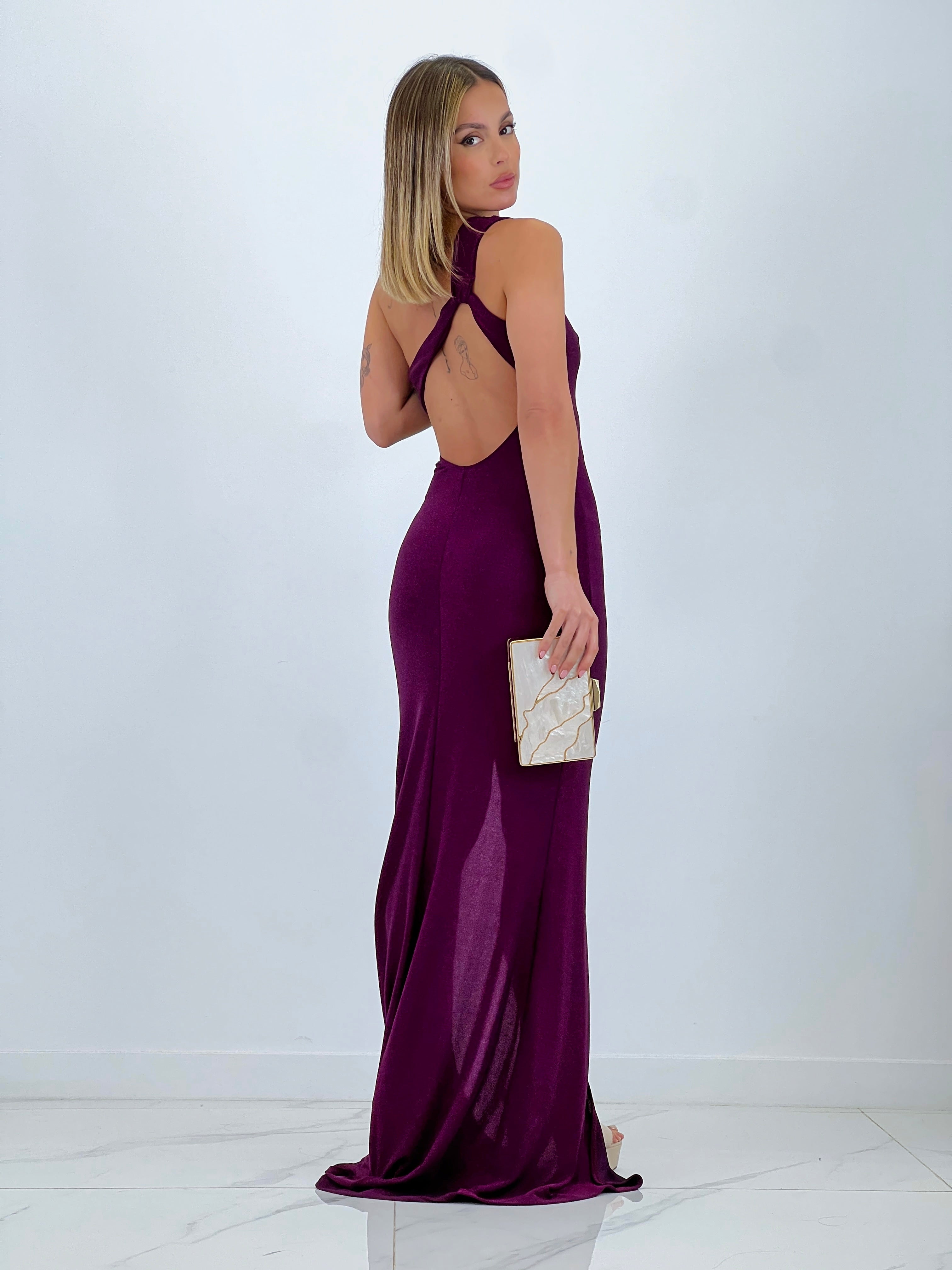 Vestido largo lurex ajustado