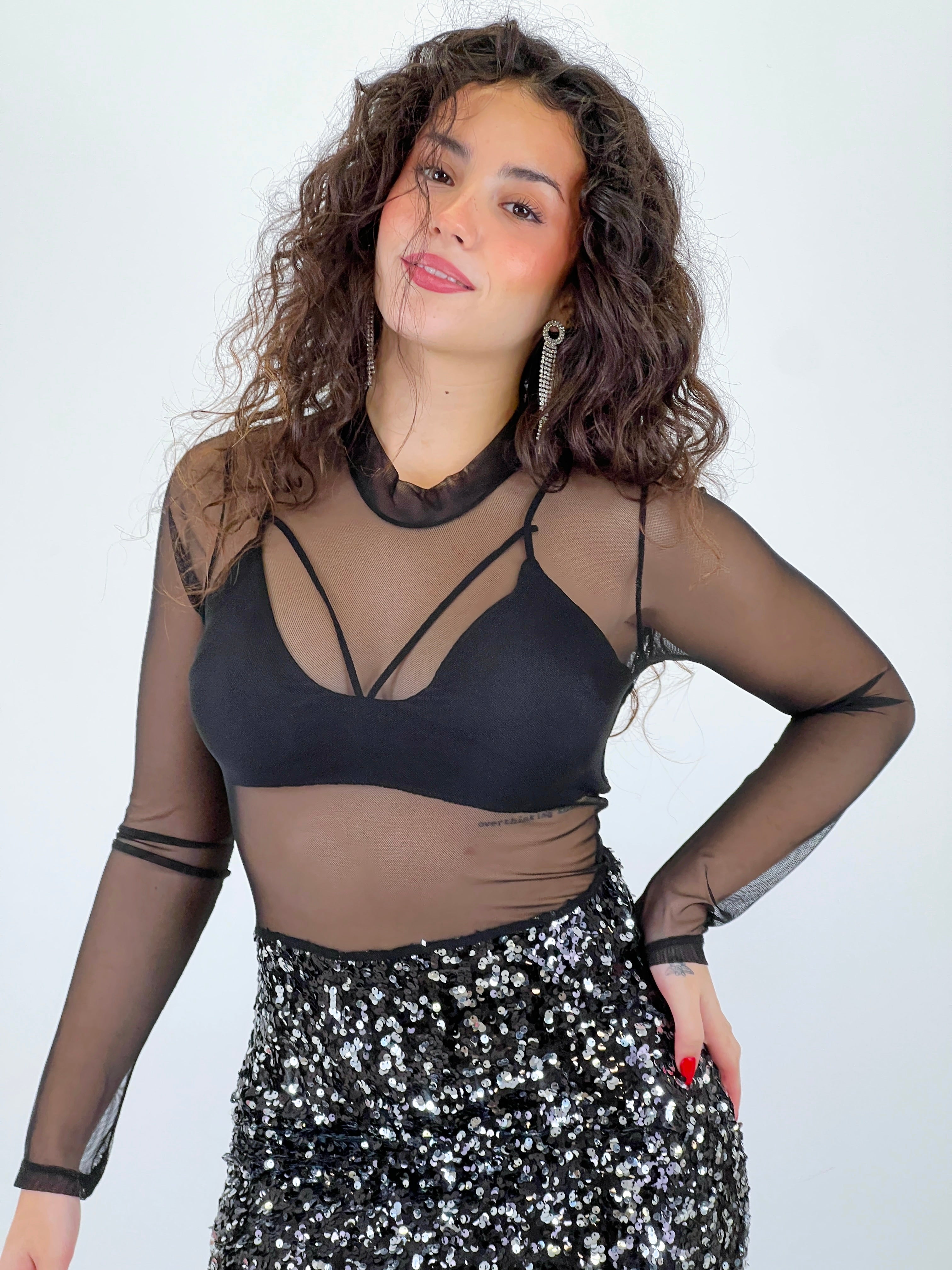 Vestito combinato tulle paillettes