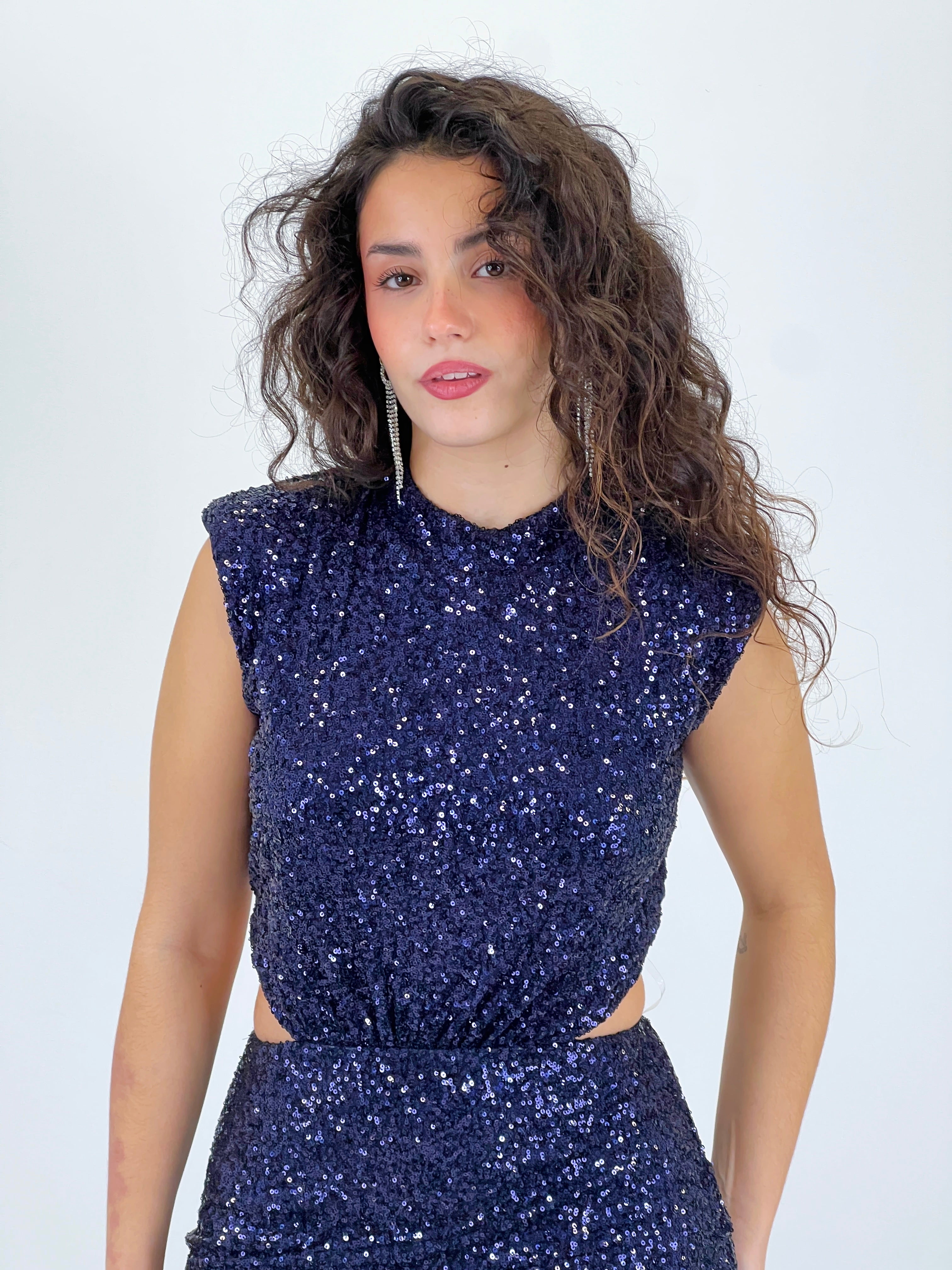 Vestido mini lentejuelas cut out