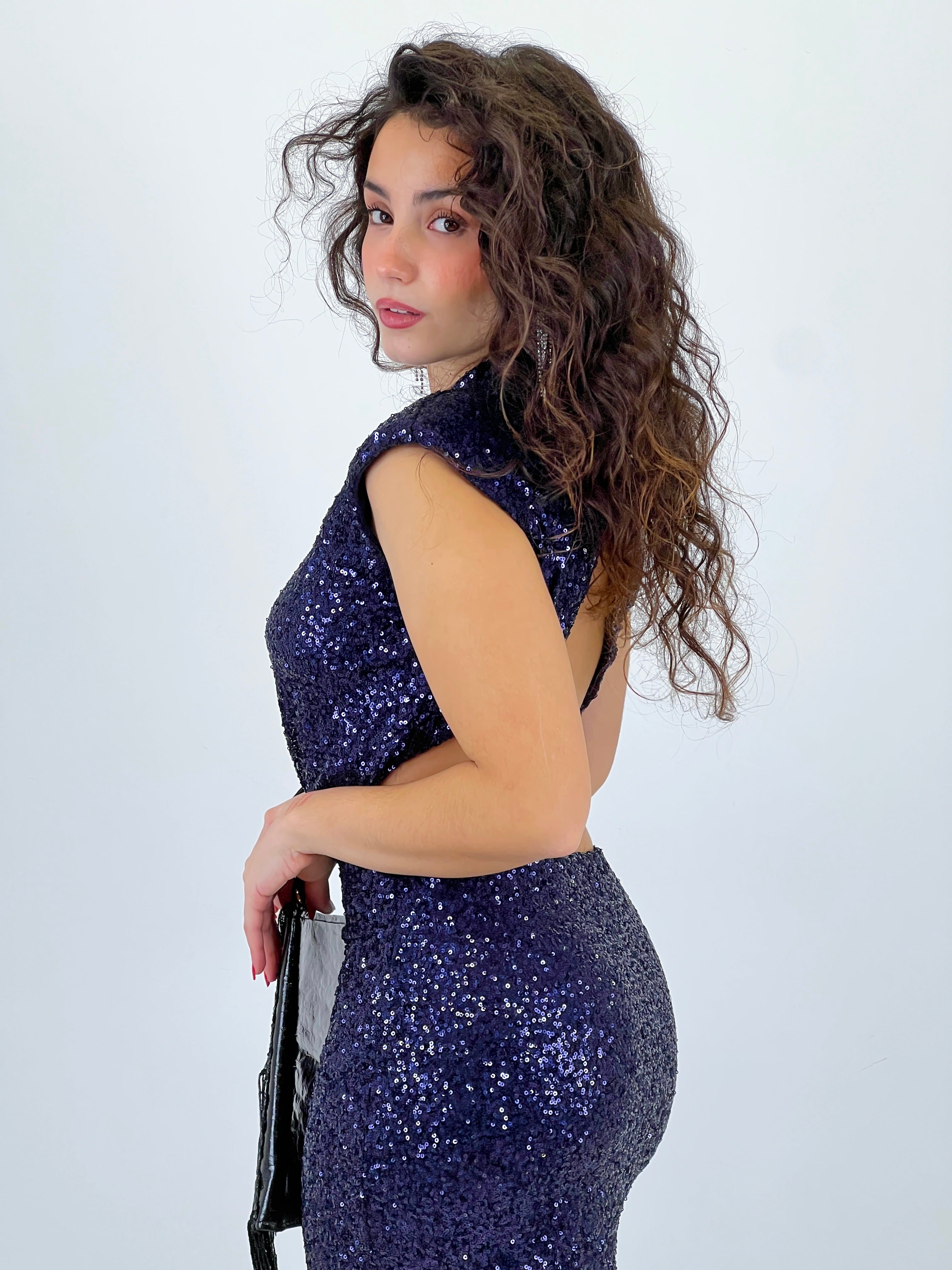 Vestido mini lentejuelas cut out