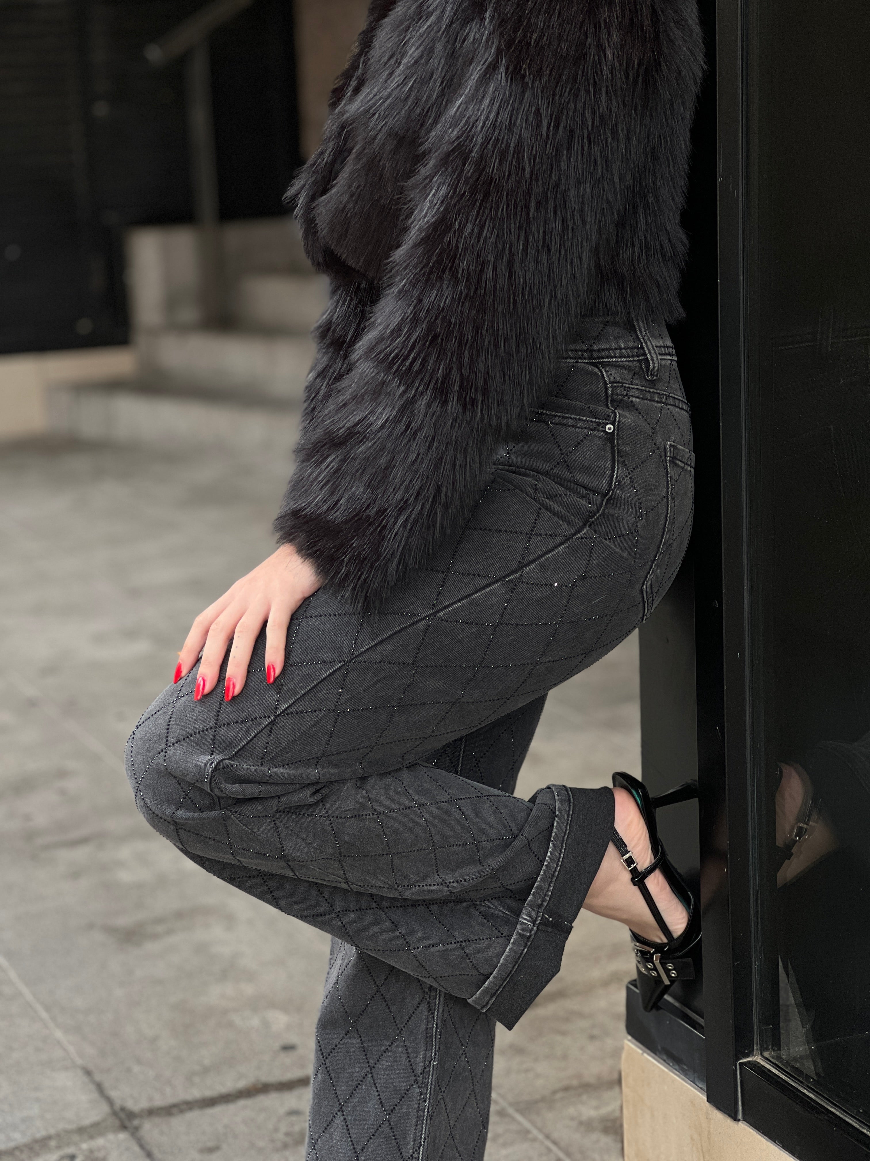 Jeans wide leg brillantes