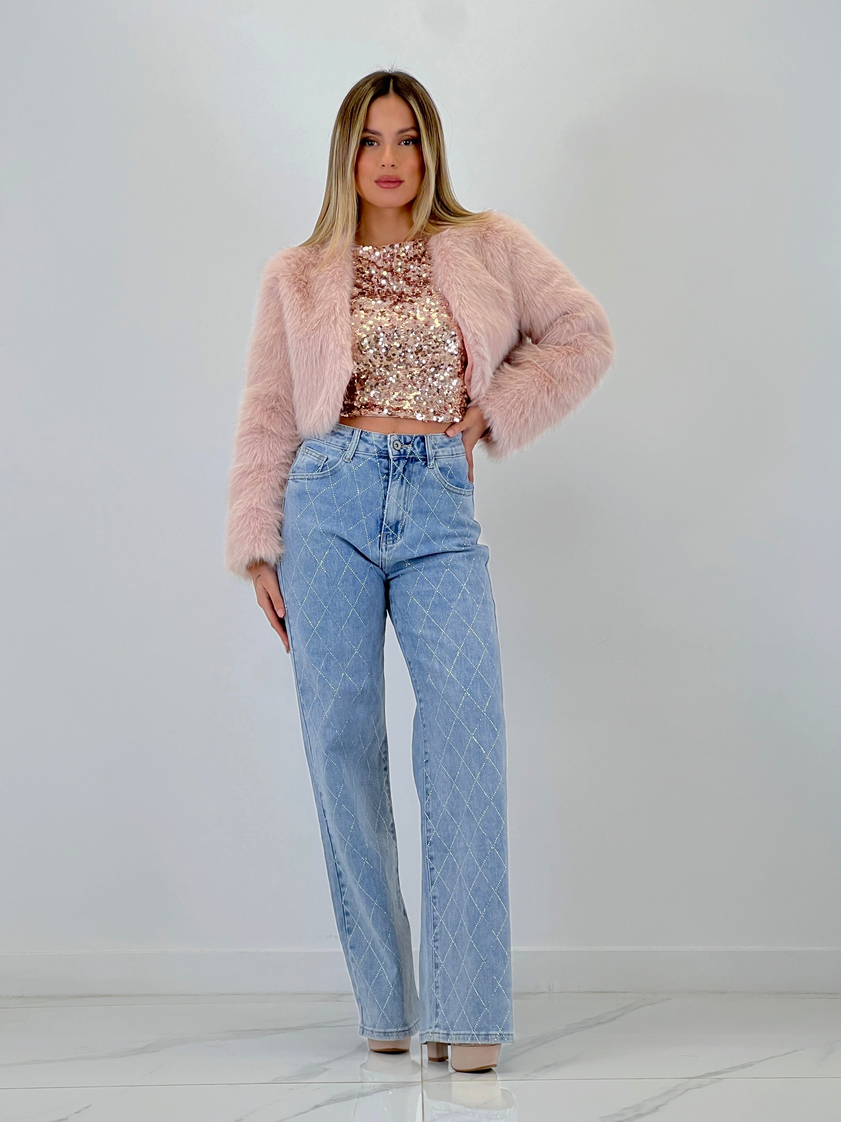 Jeans wide leg brillantes