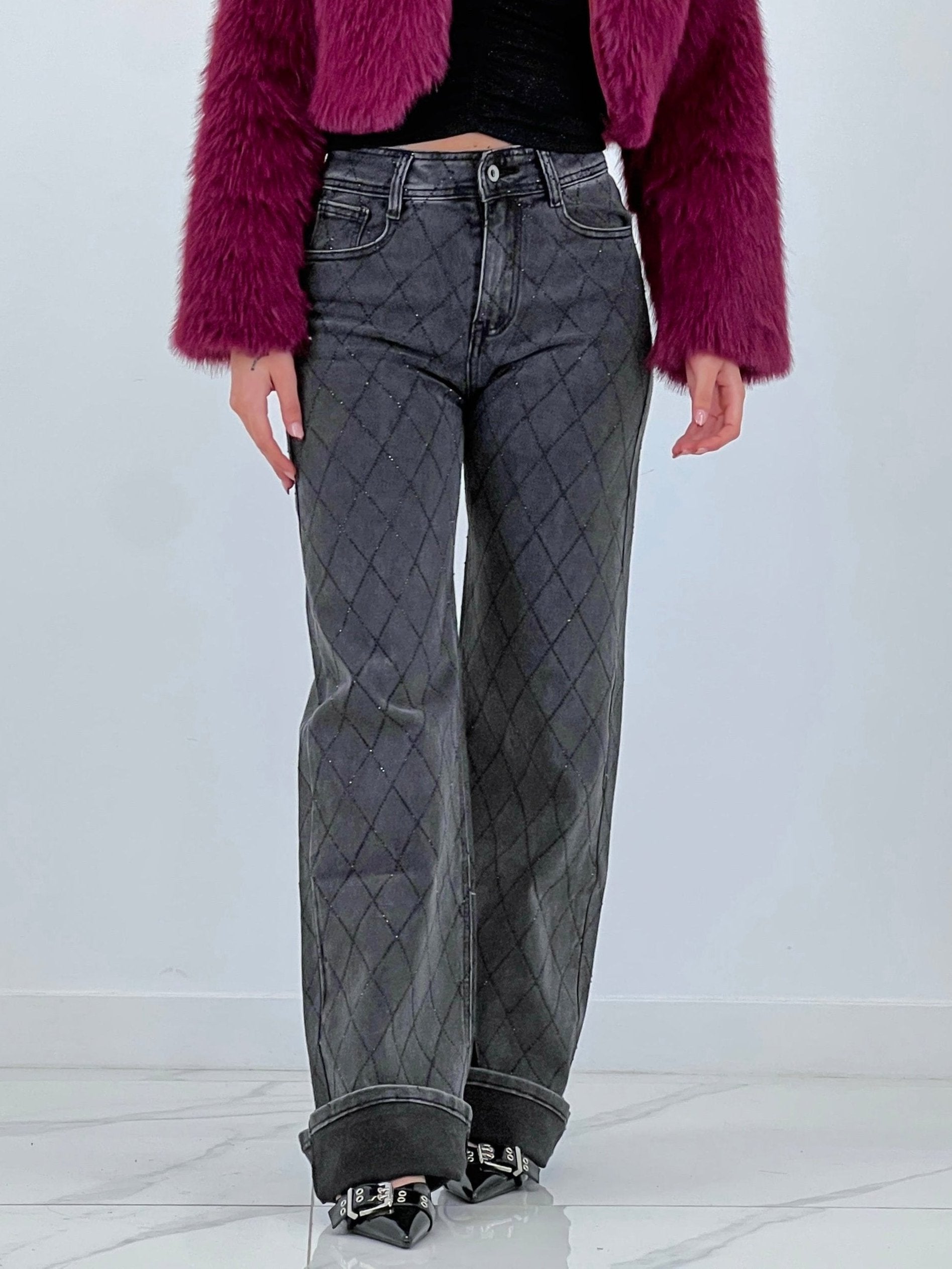 Jeans wide leg brillantes