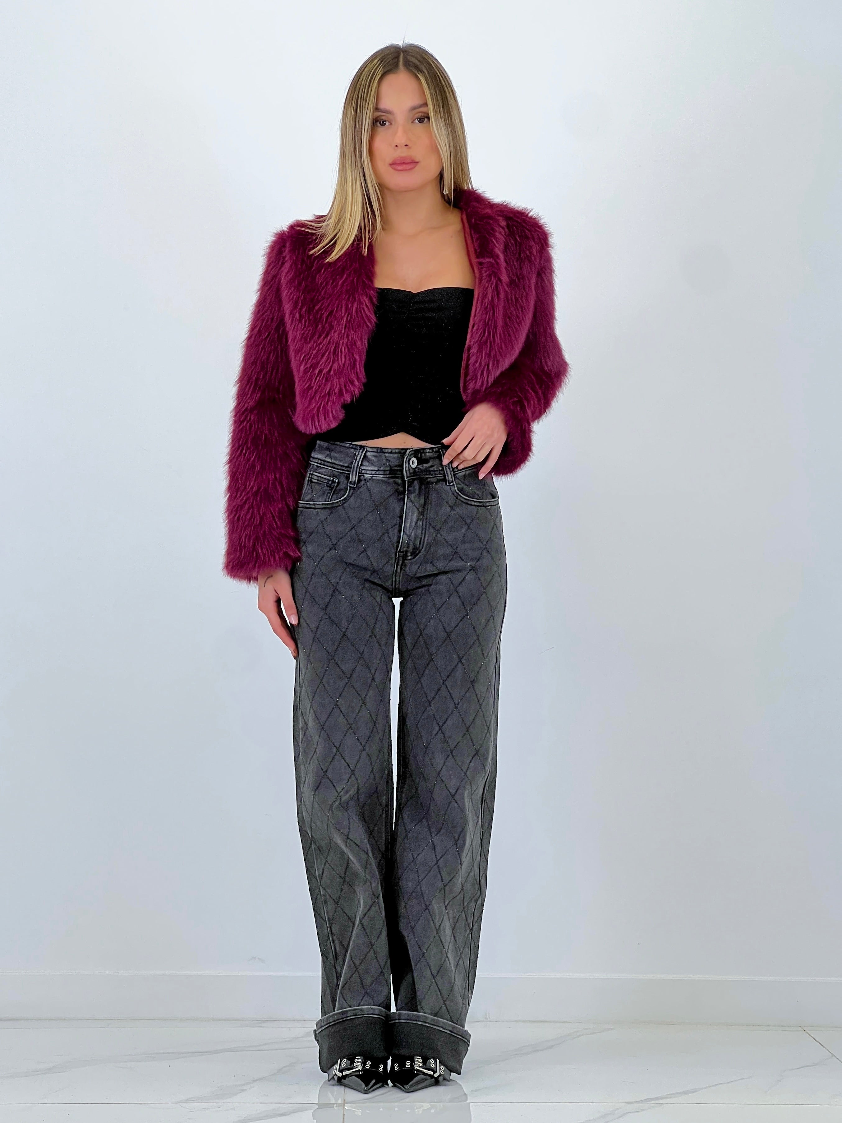 Jeans wide leg brillantes