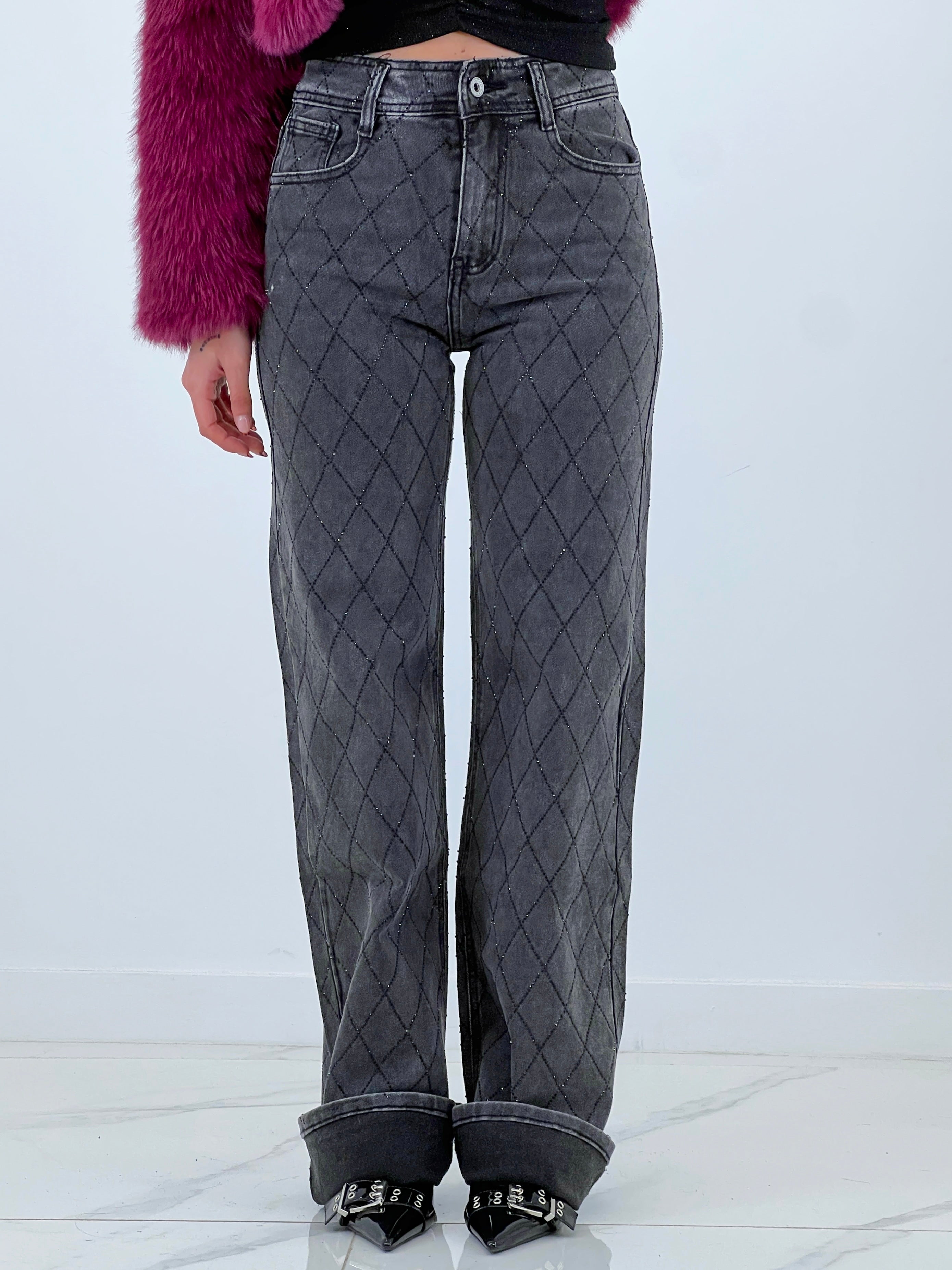 Jeans wide leg brillantes