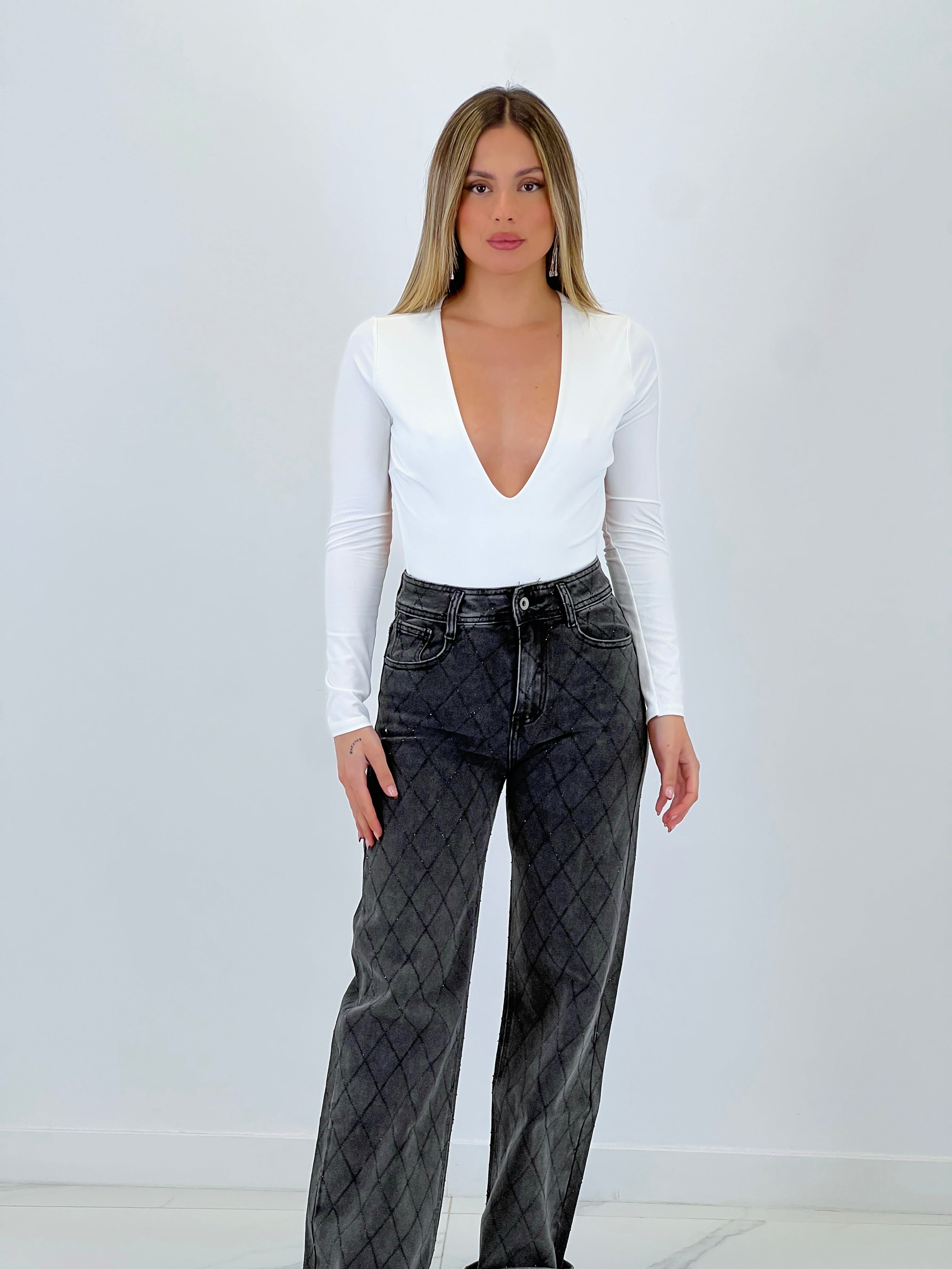 Jeans wide leg brillantes