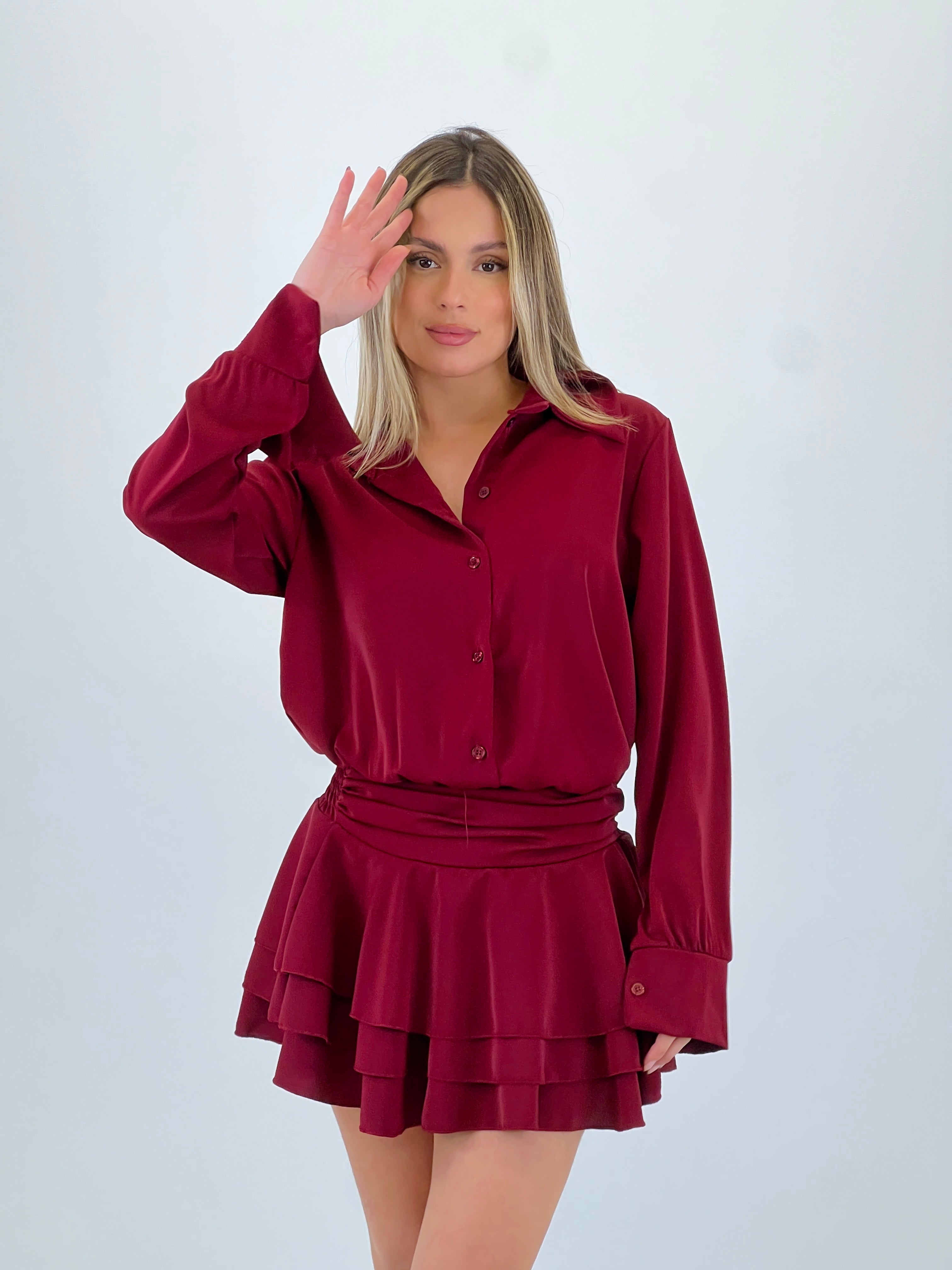 Vestido camisero falda volantes