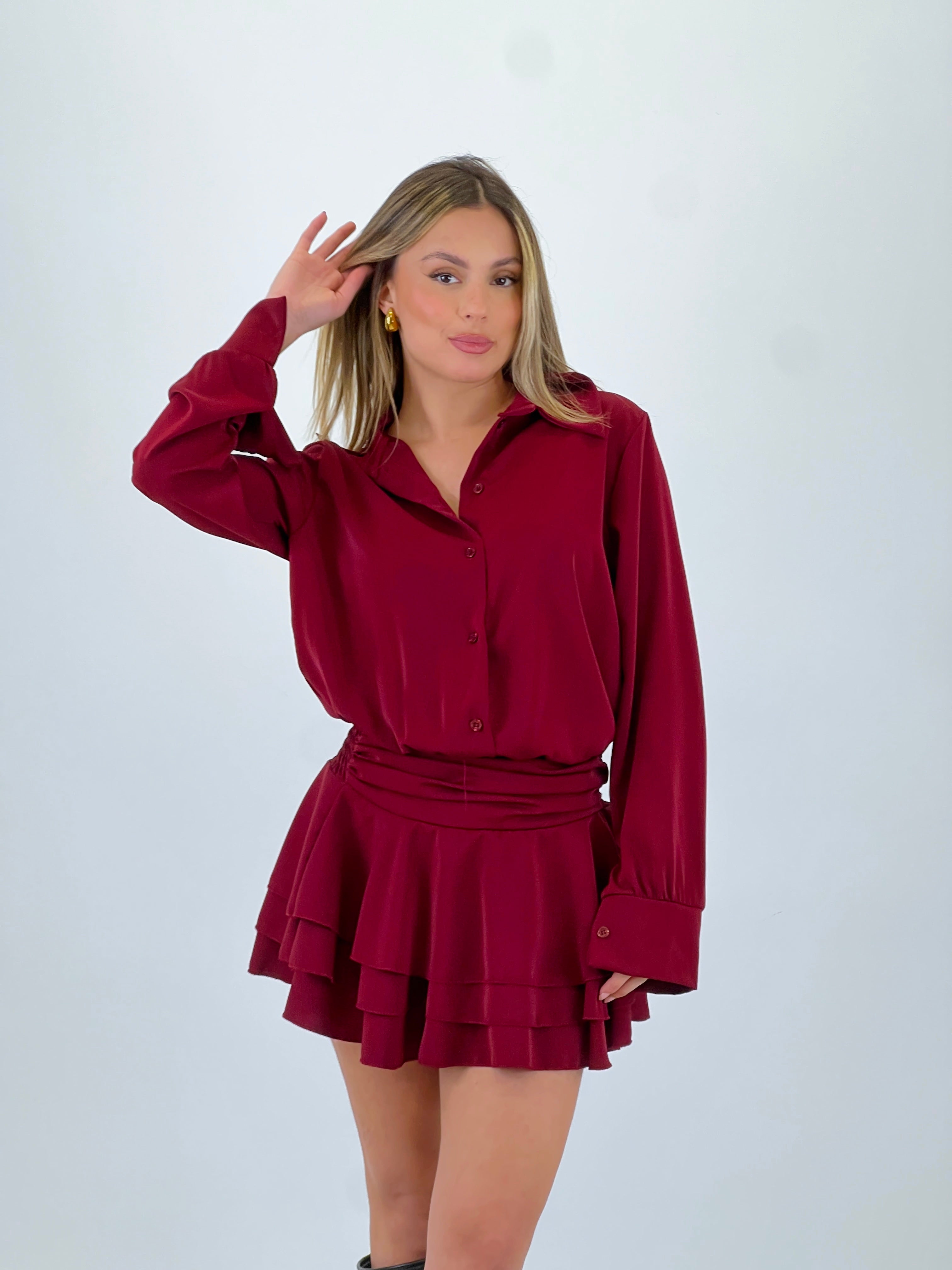 Vestido camisero falda volantes