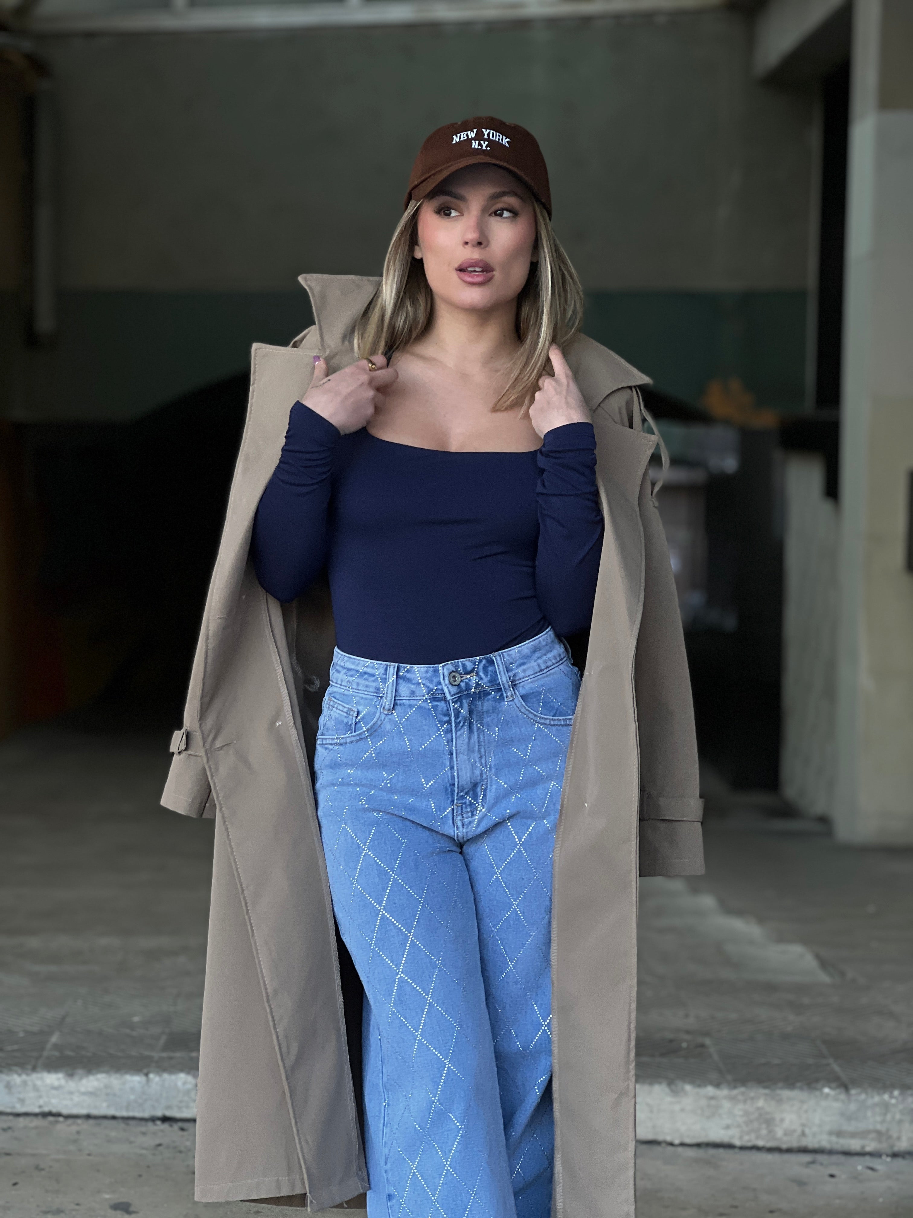 Jeans wide leg brillantes