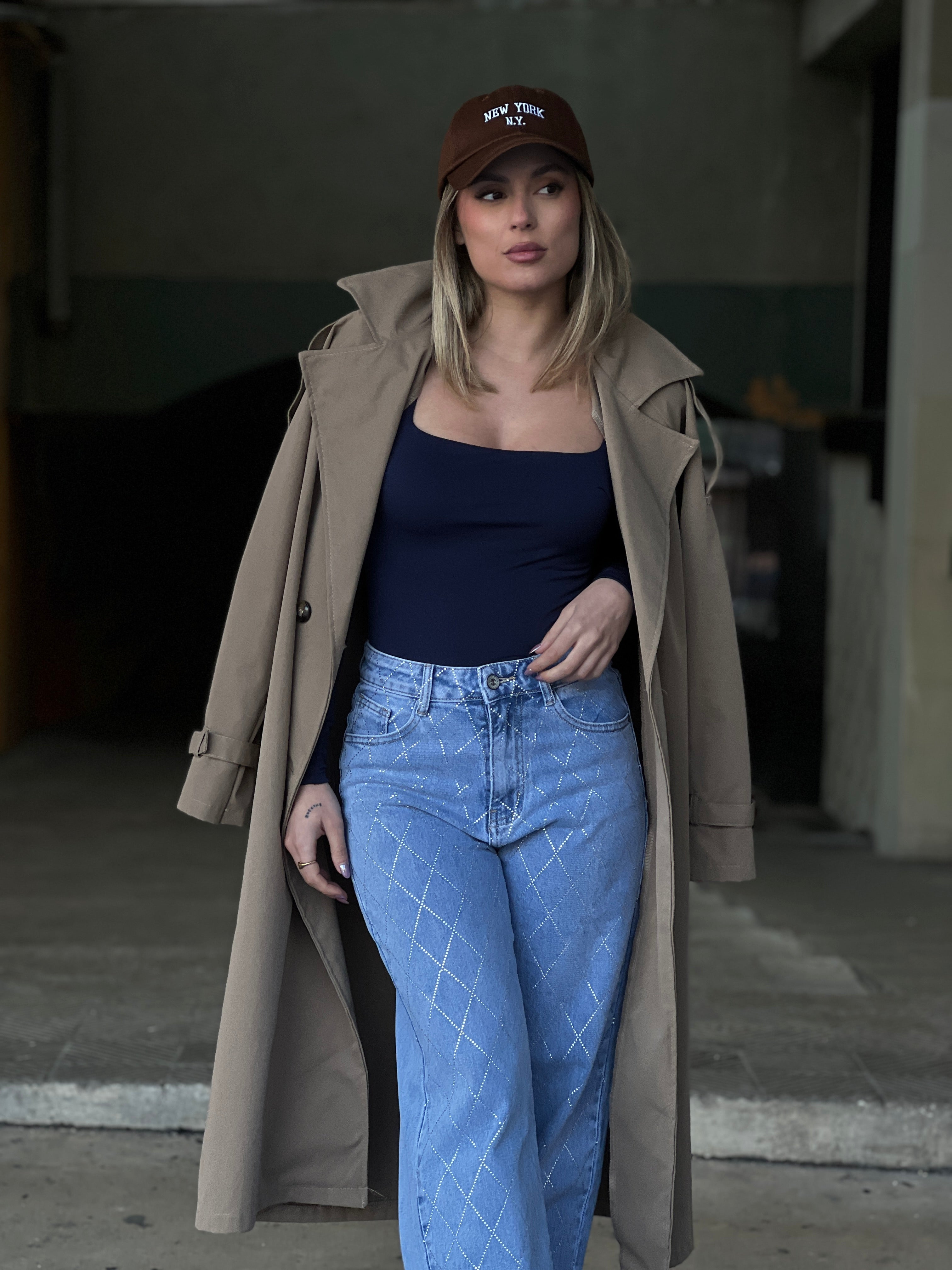 Jeans wide leg brillantes