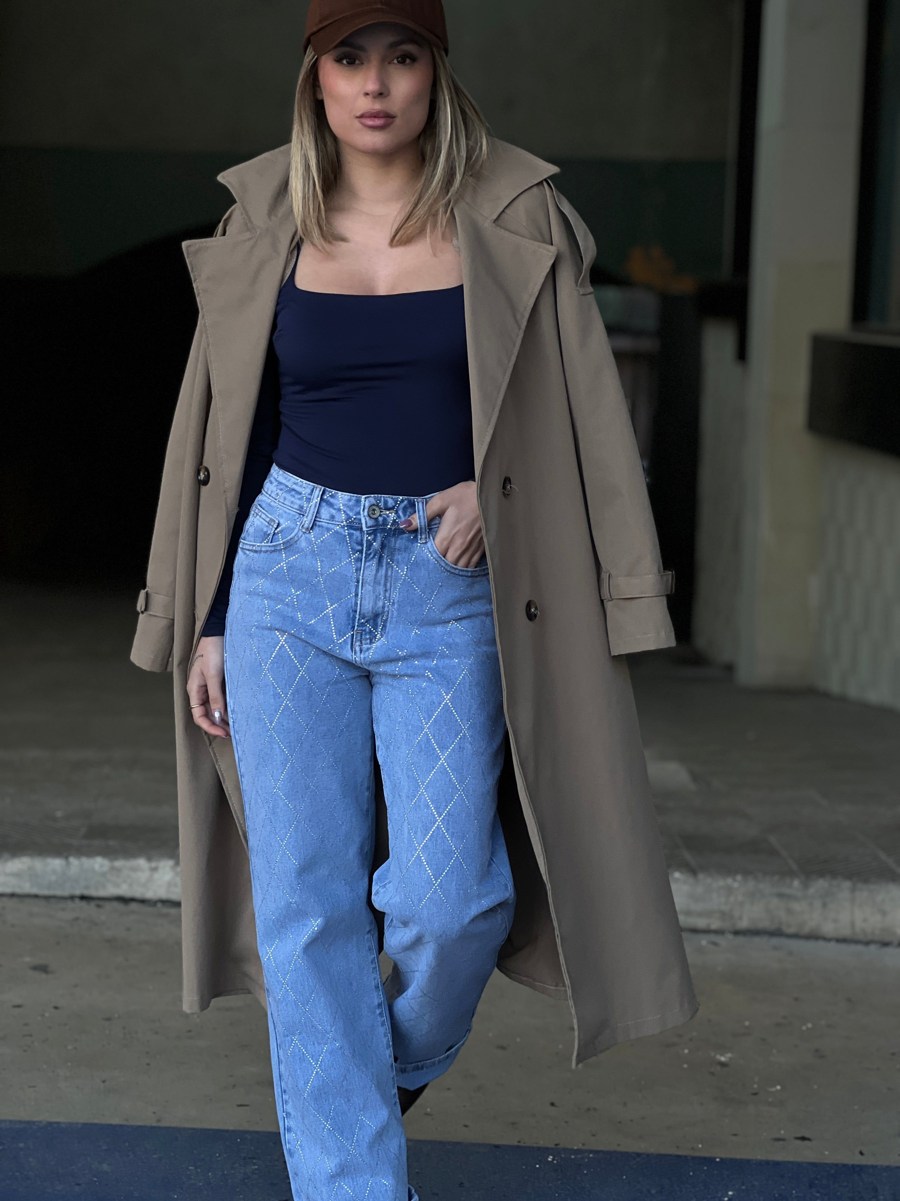 Gabardina trench larga