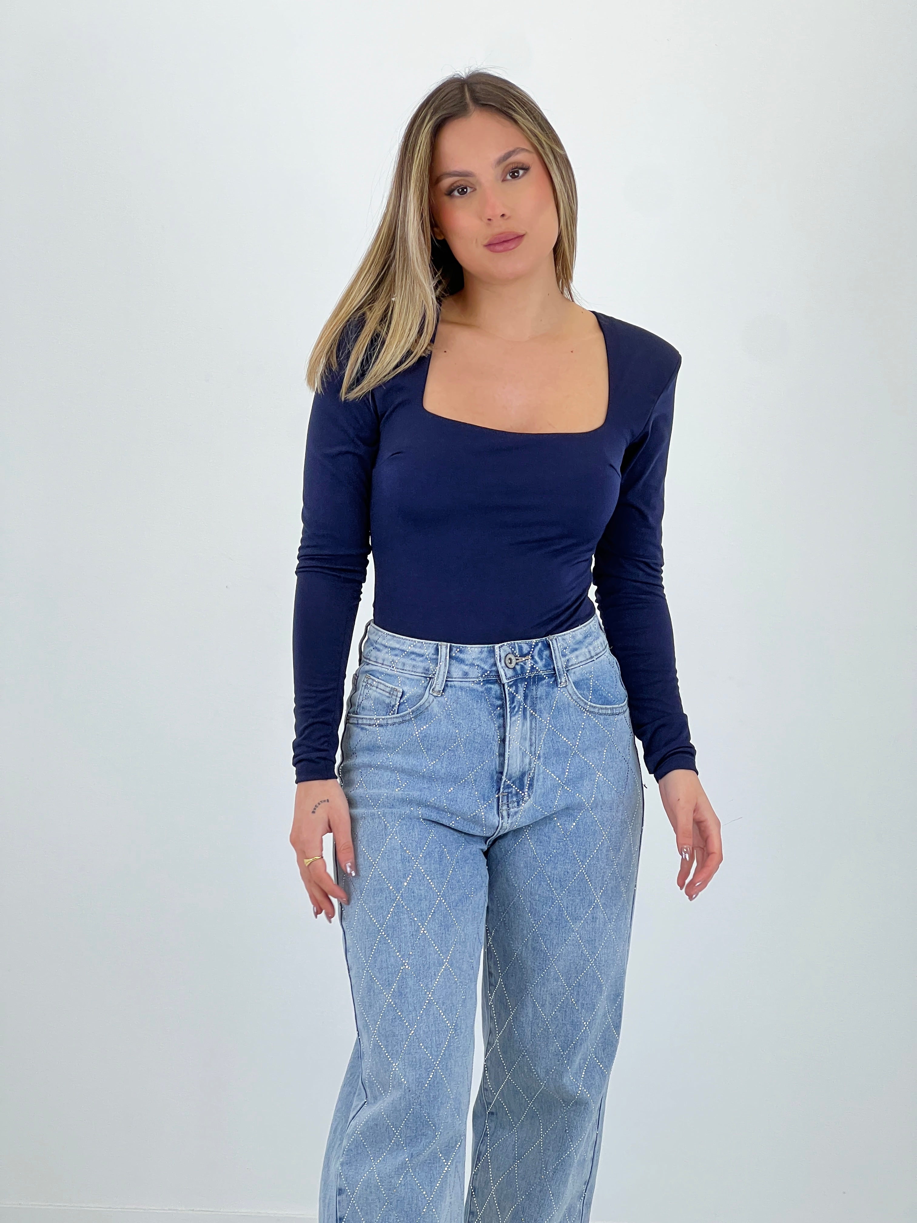 Jeans wide leg brillantes