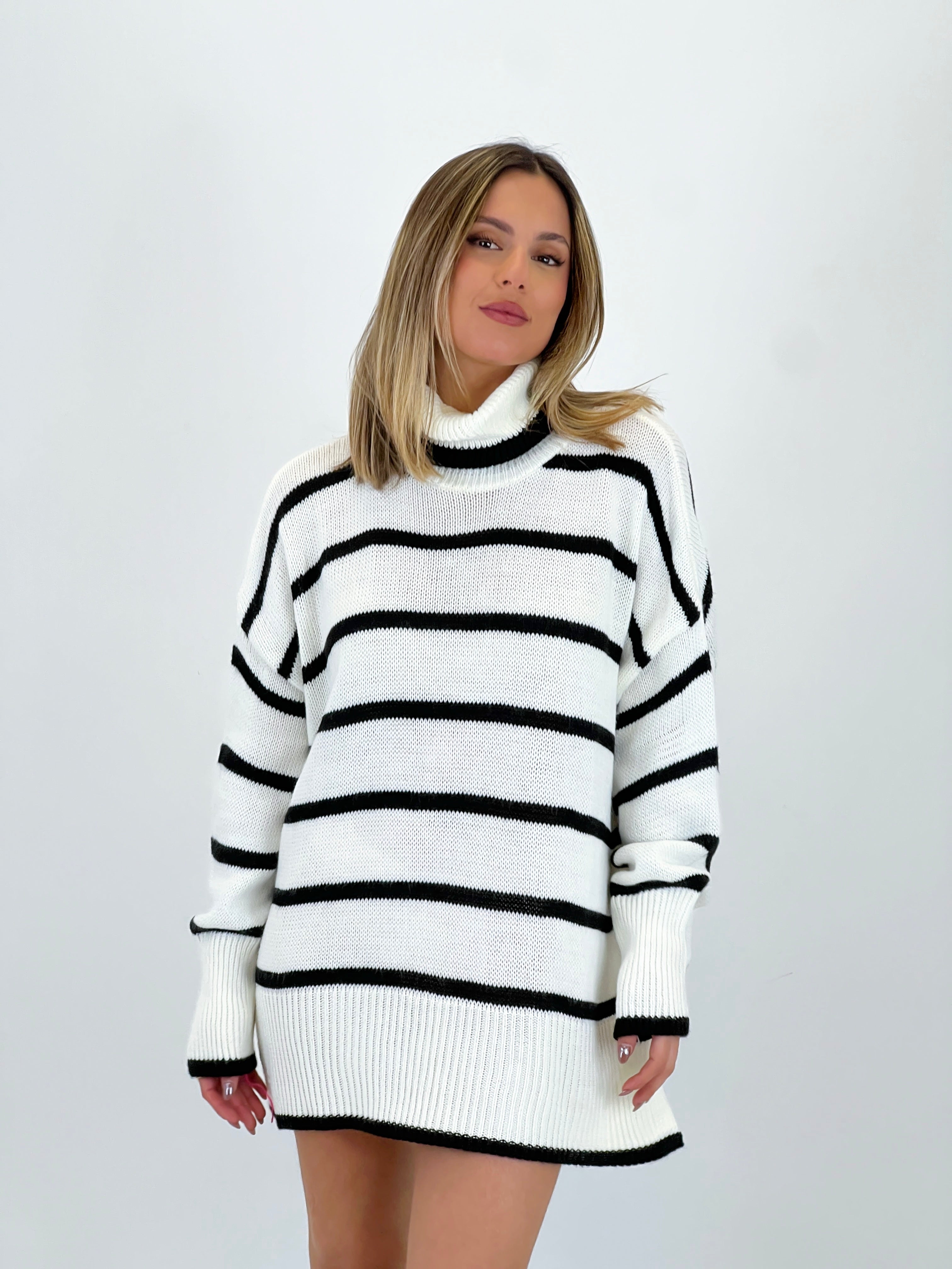 Jersey básico riscas gola subida