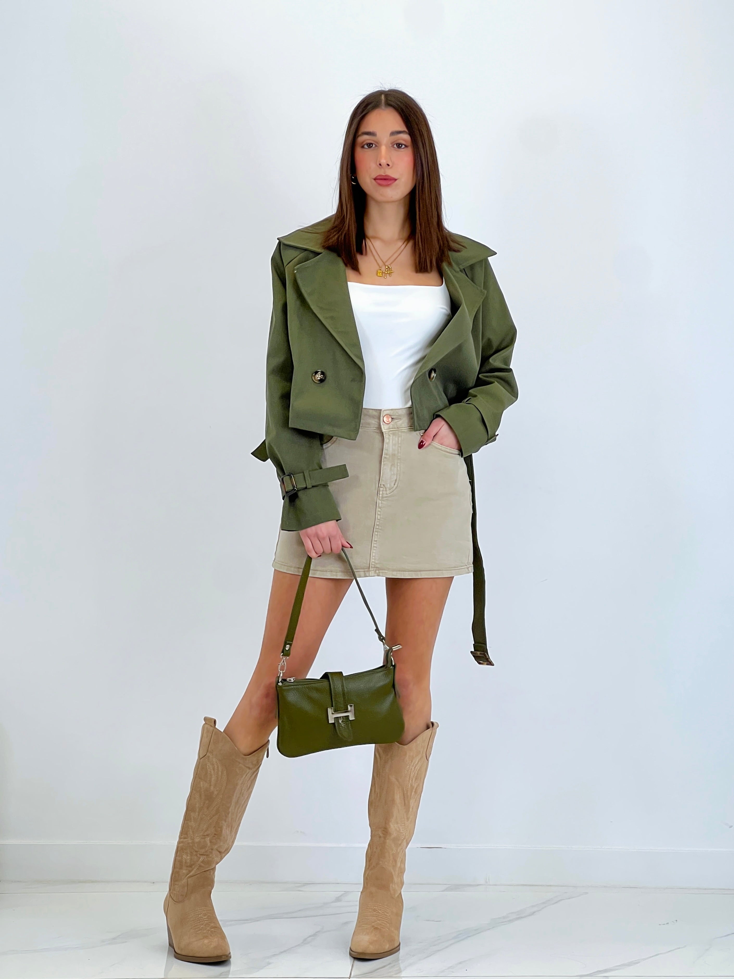 Falda denim mini color