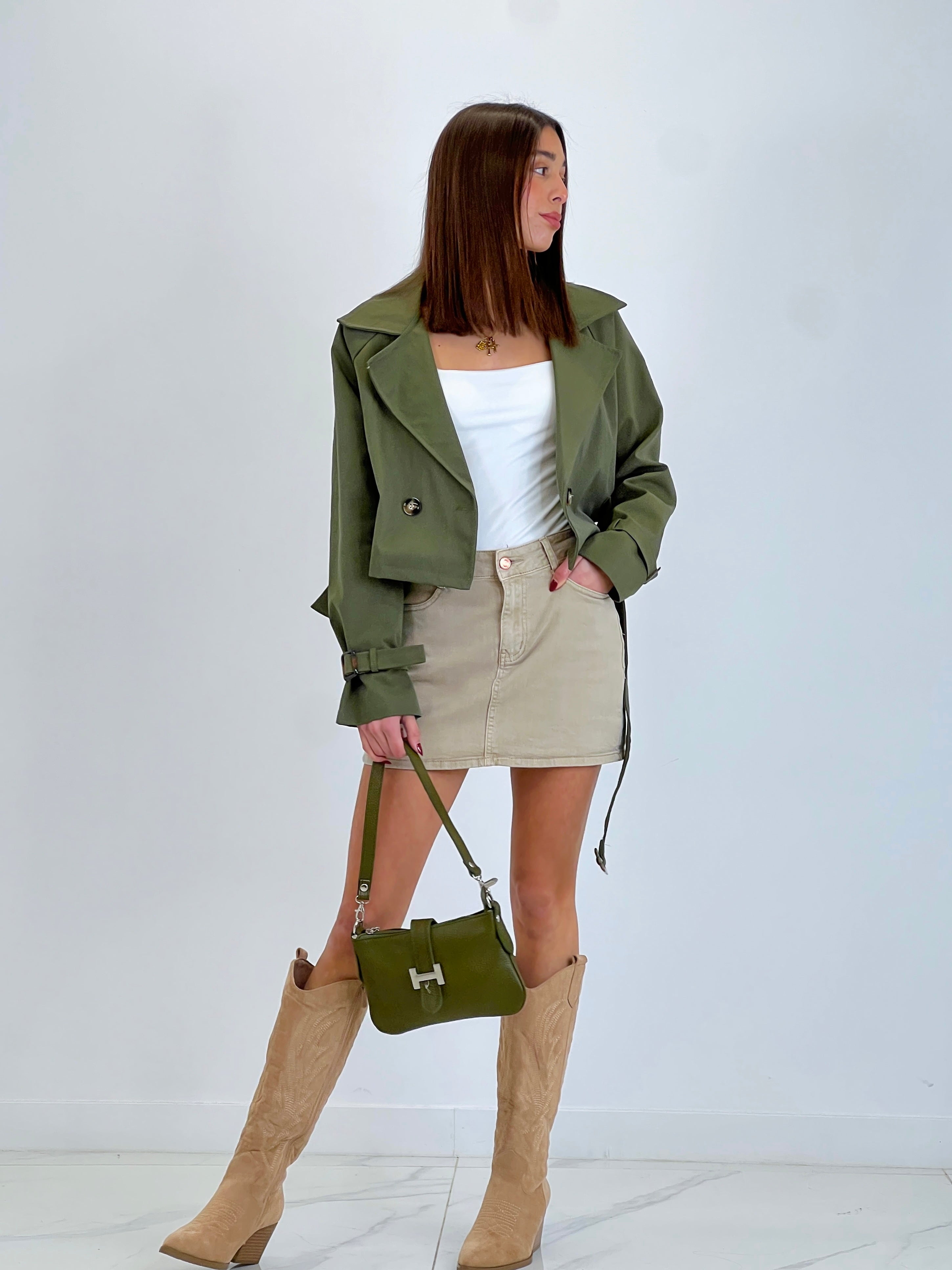 Falda denim mini color