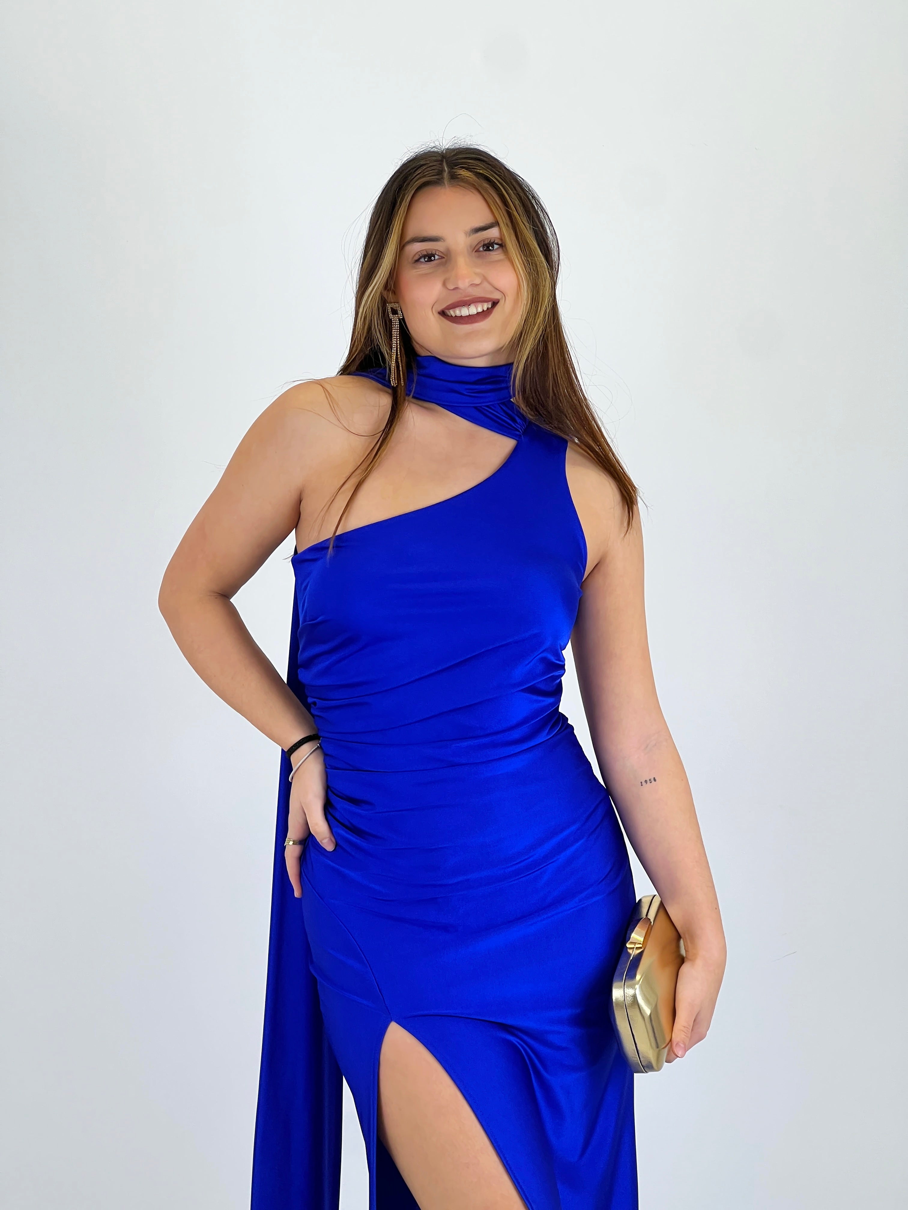 Vestido assimétrico satinado Sidney