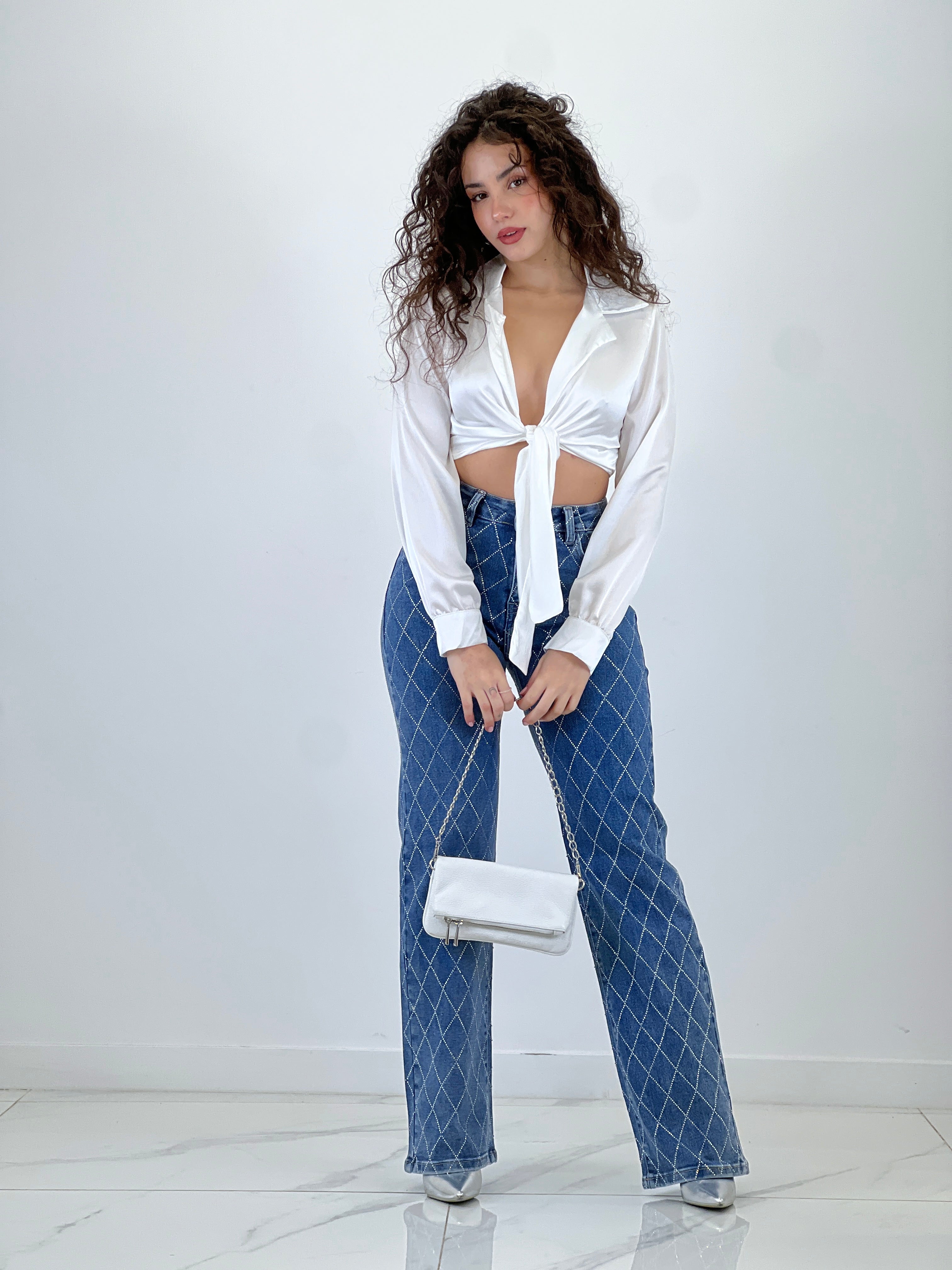 Jeans Rectos rombos Strass