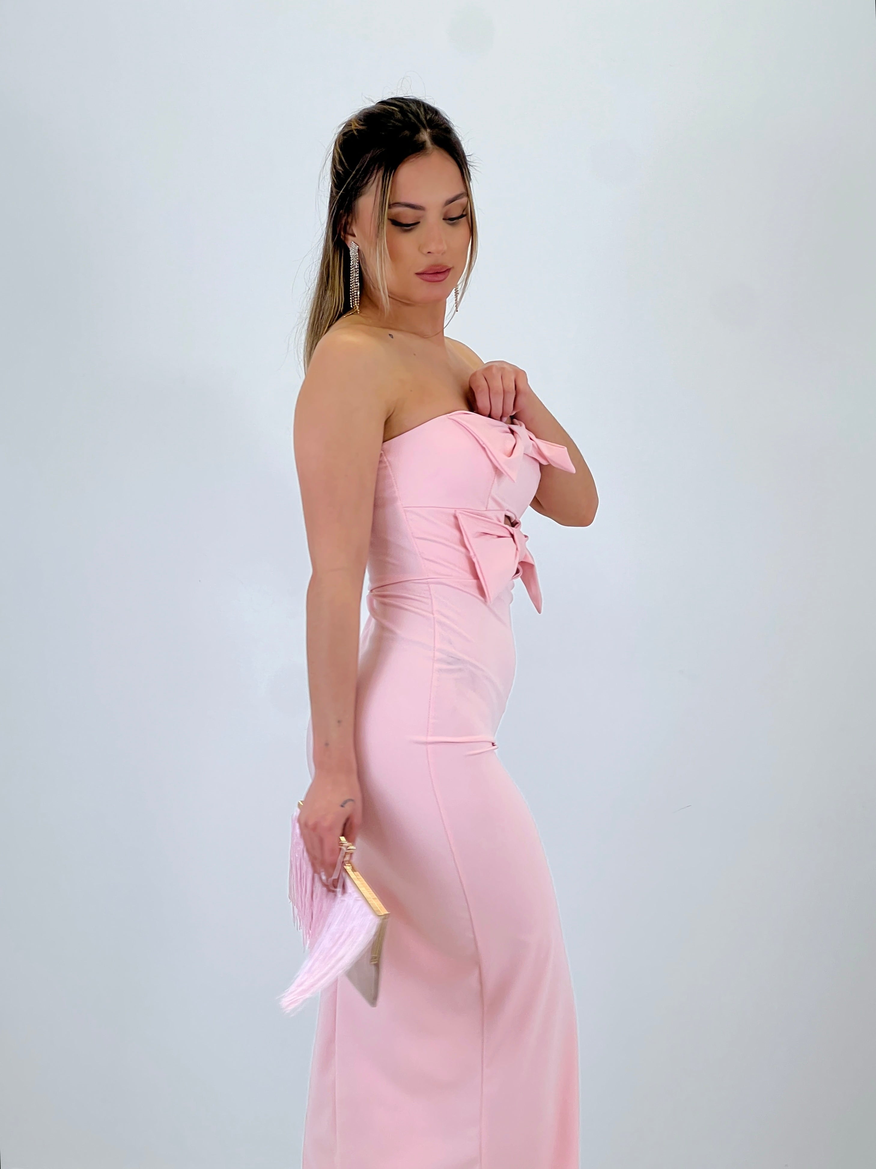 Sweet bow neckline dress