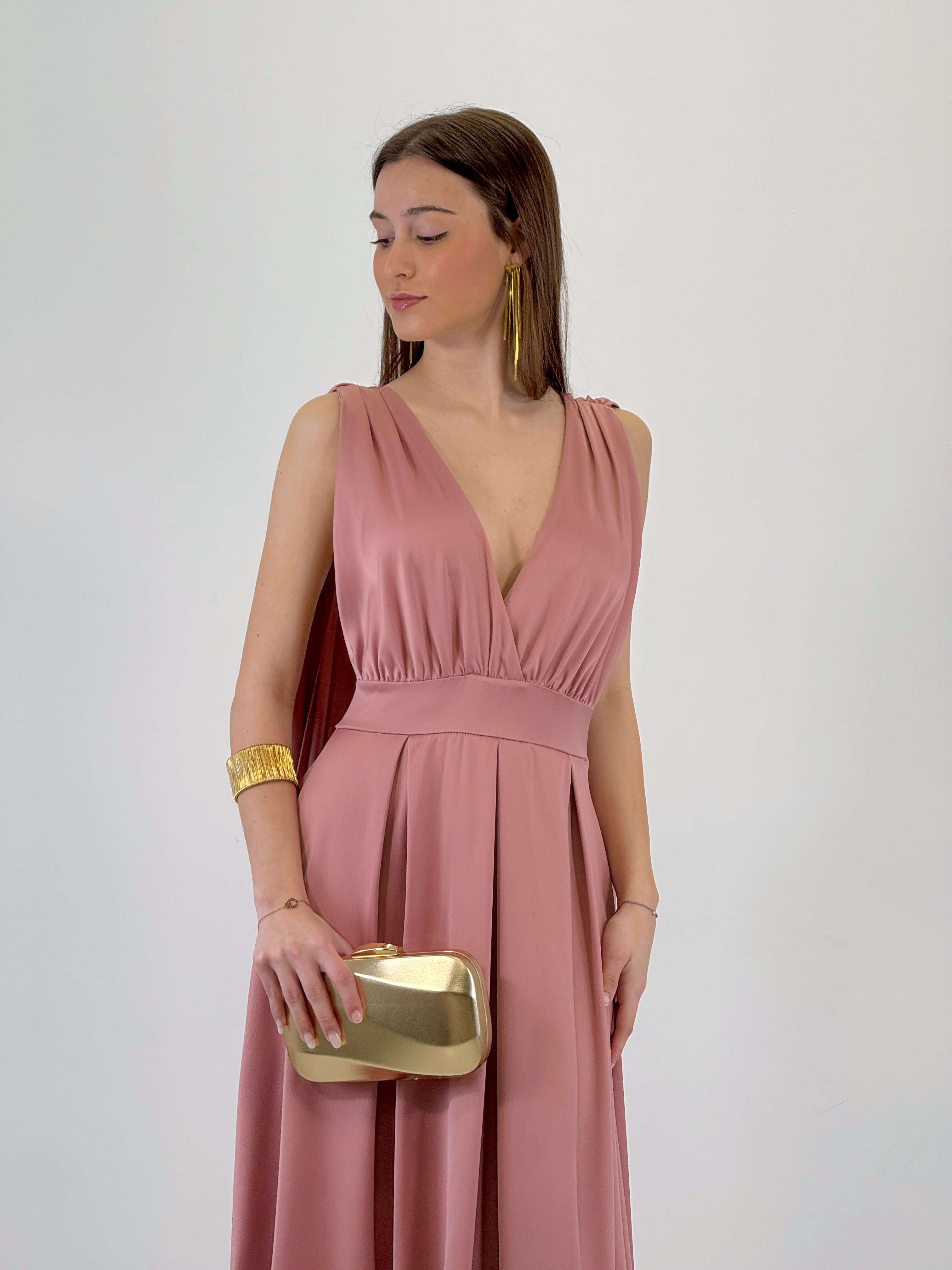 Vestido capa espalda cruzada Jena