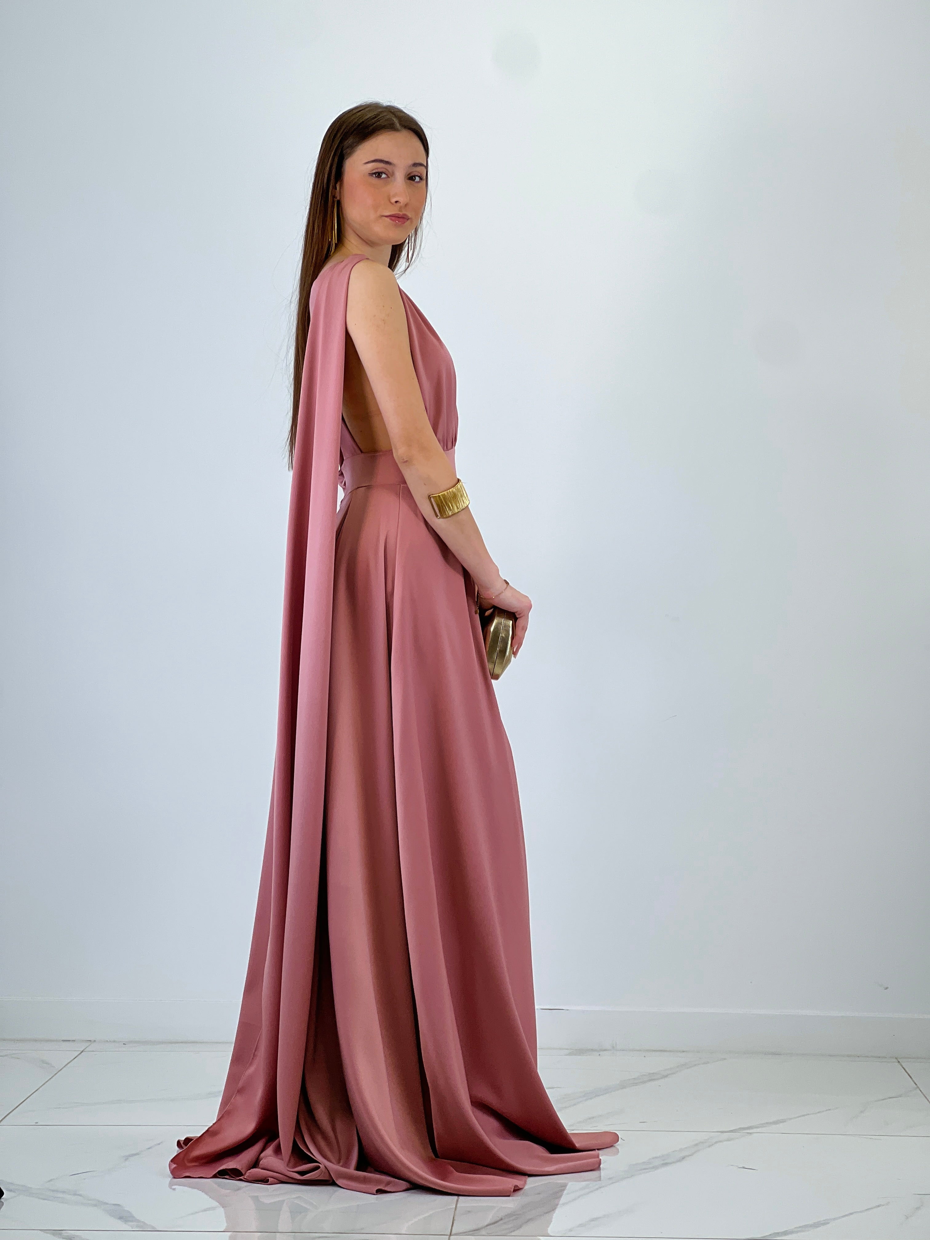 Vestido capa espalda cruzada Jena