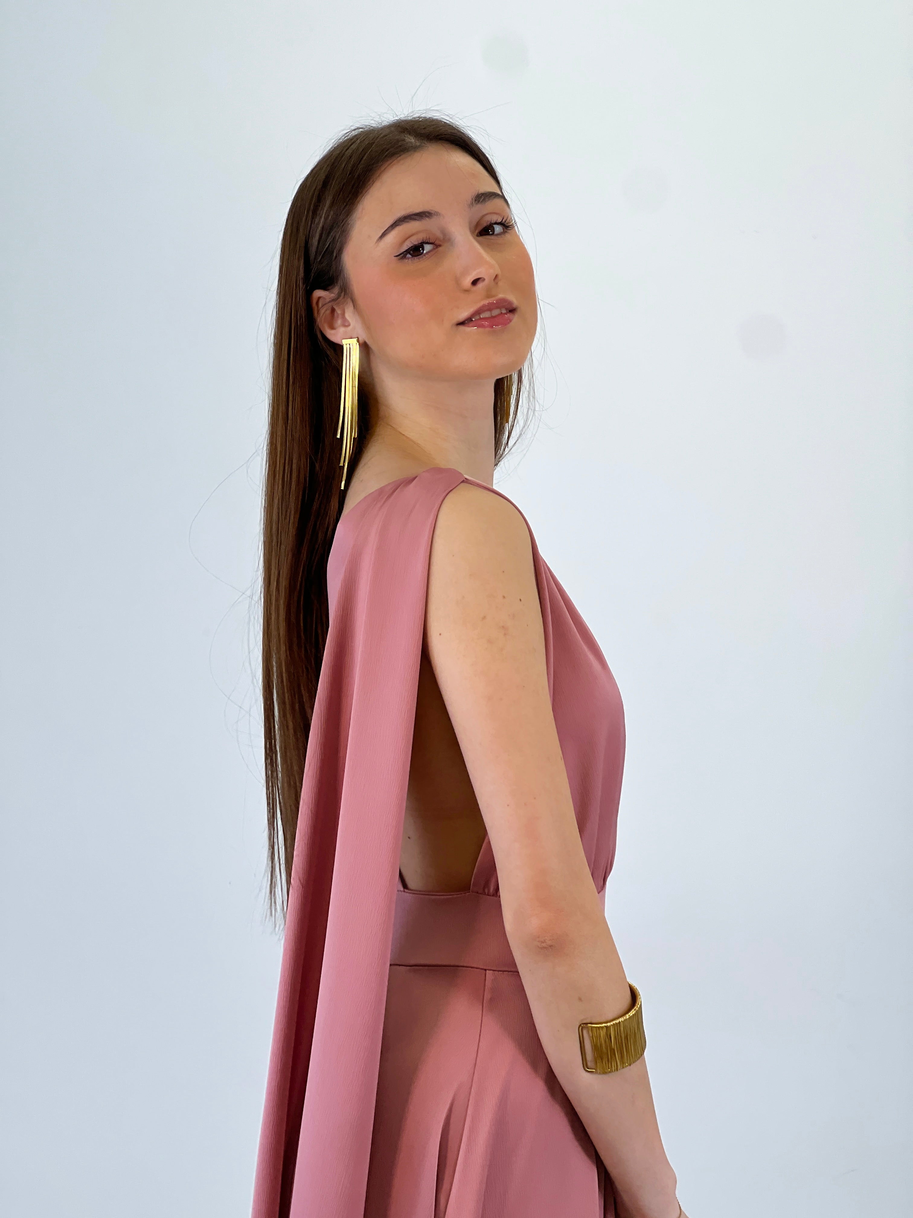 Vestido capa espalda cruzada Jena