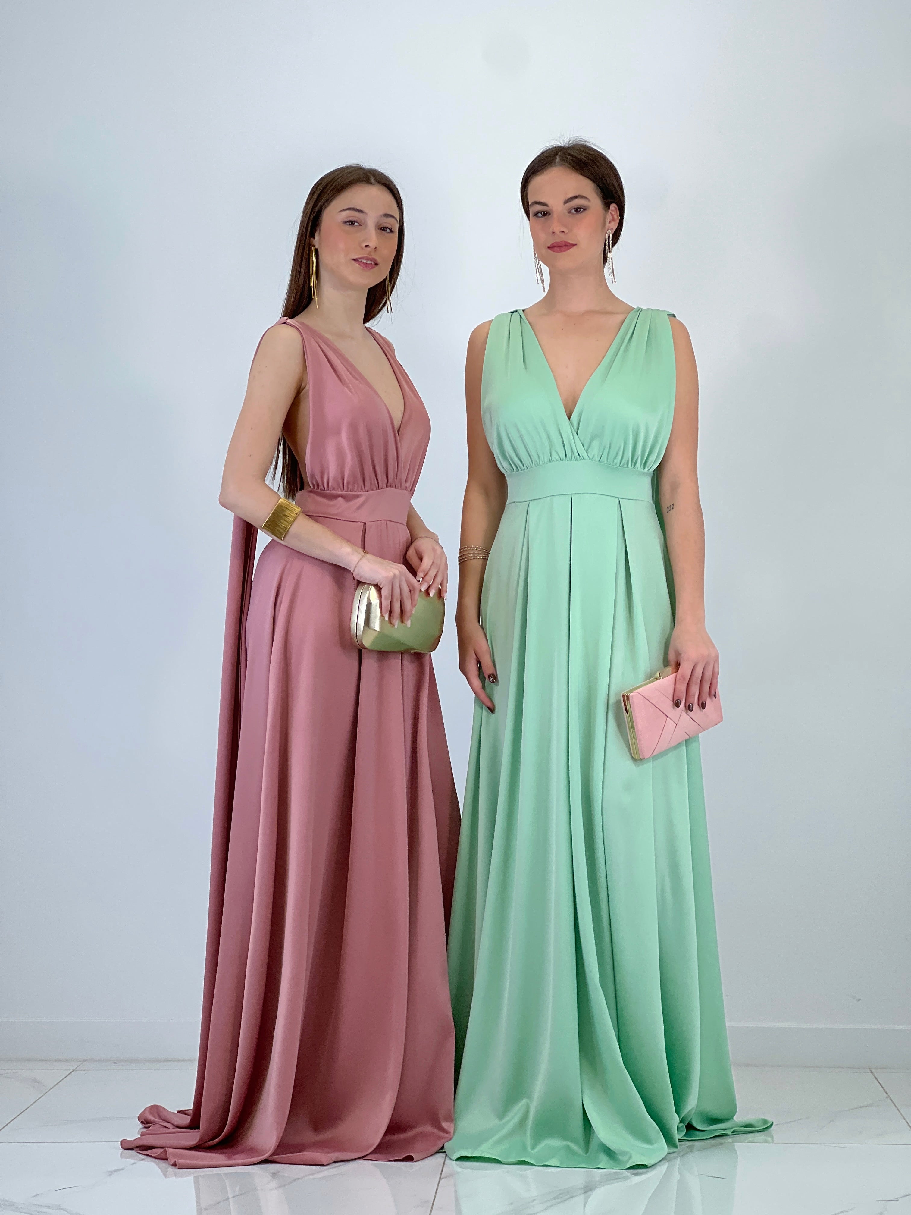 Vestido capa espalda cruzada Jena