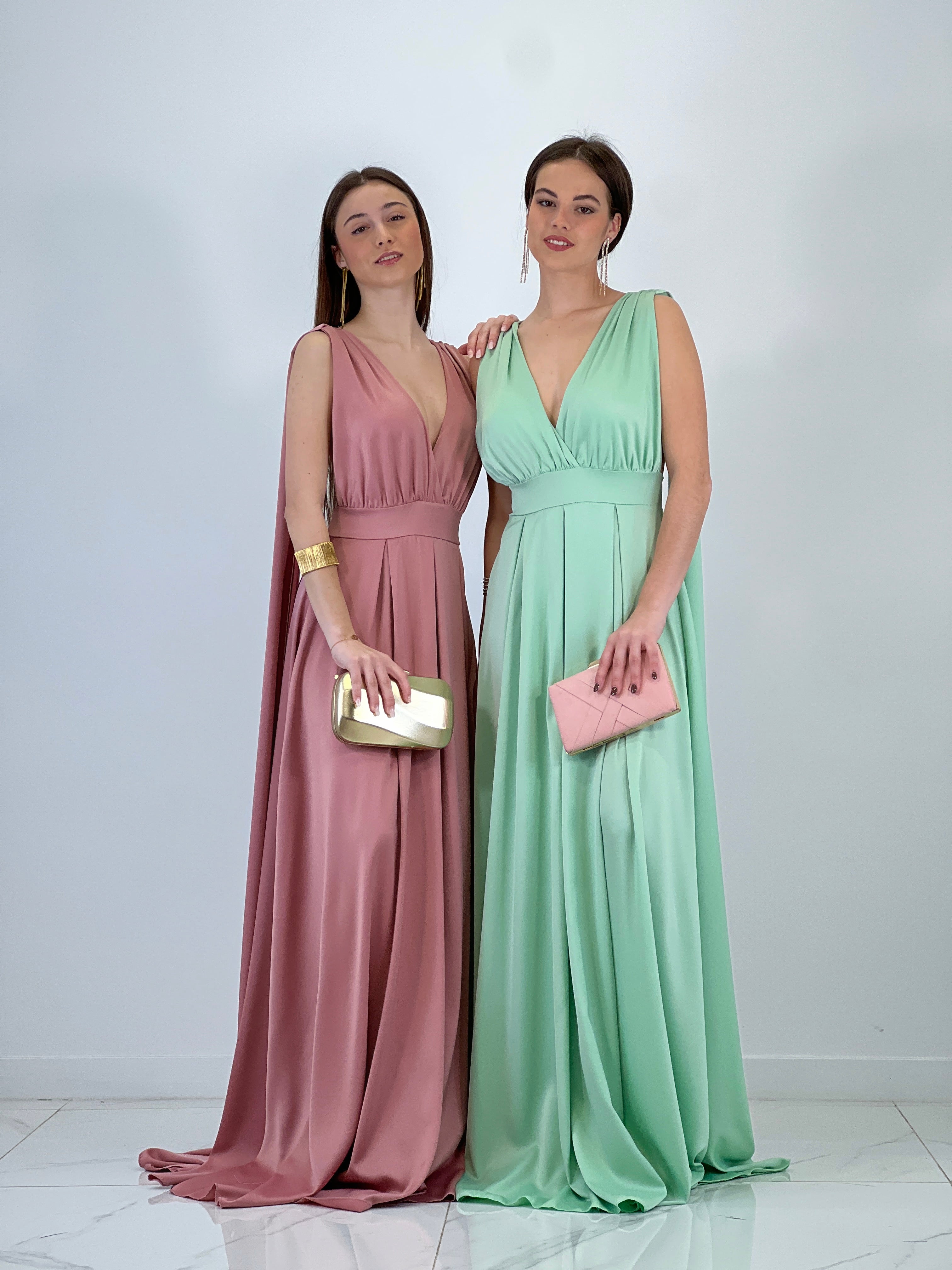 Vestido capa espalda cruzada Jena