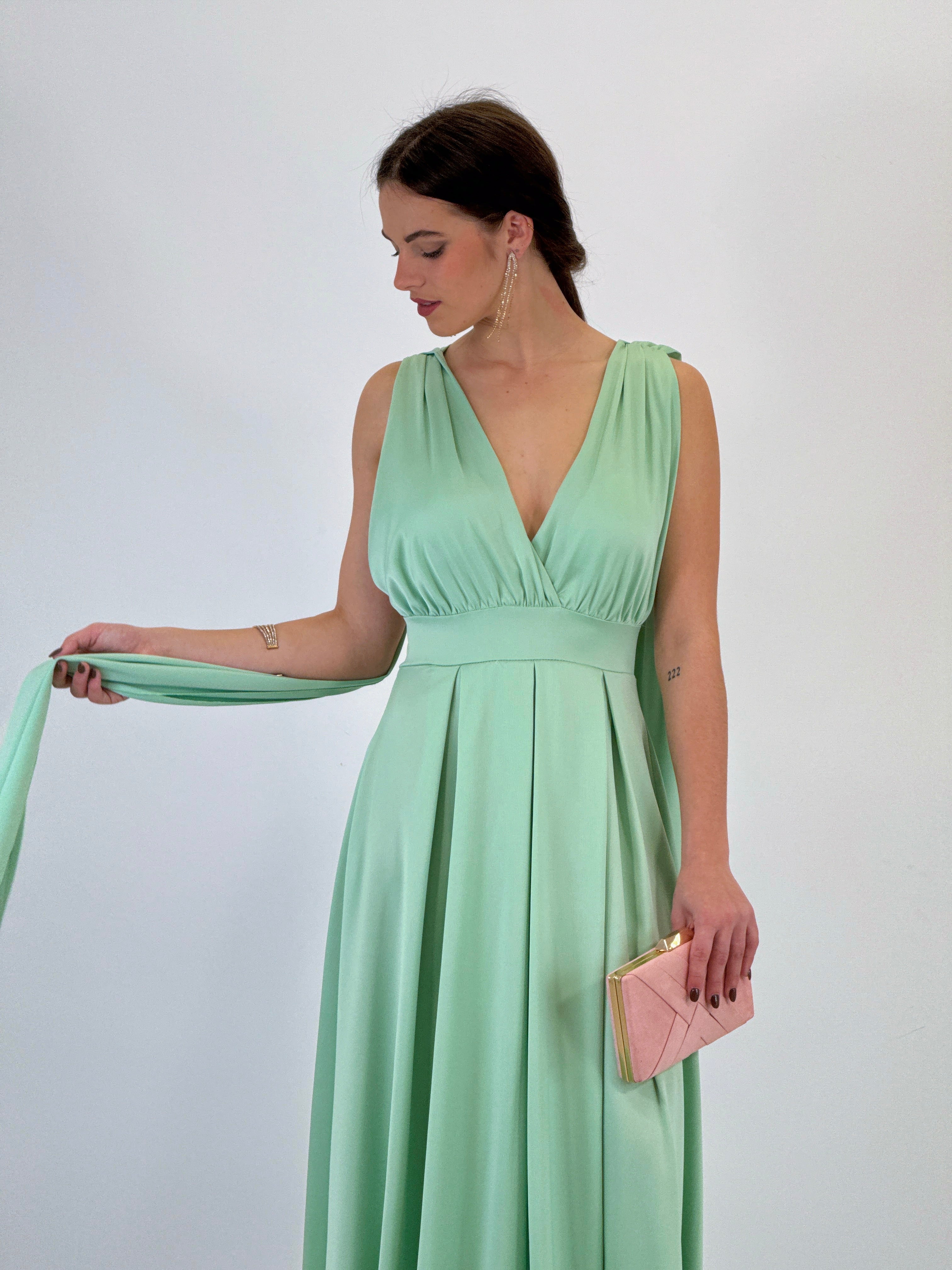 Vestido capa espalda cruzada Jena