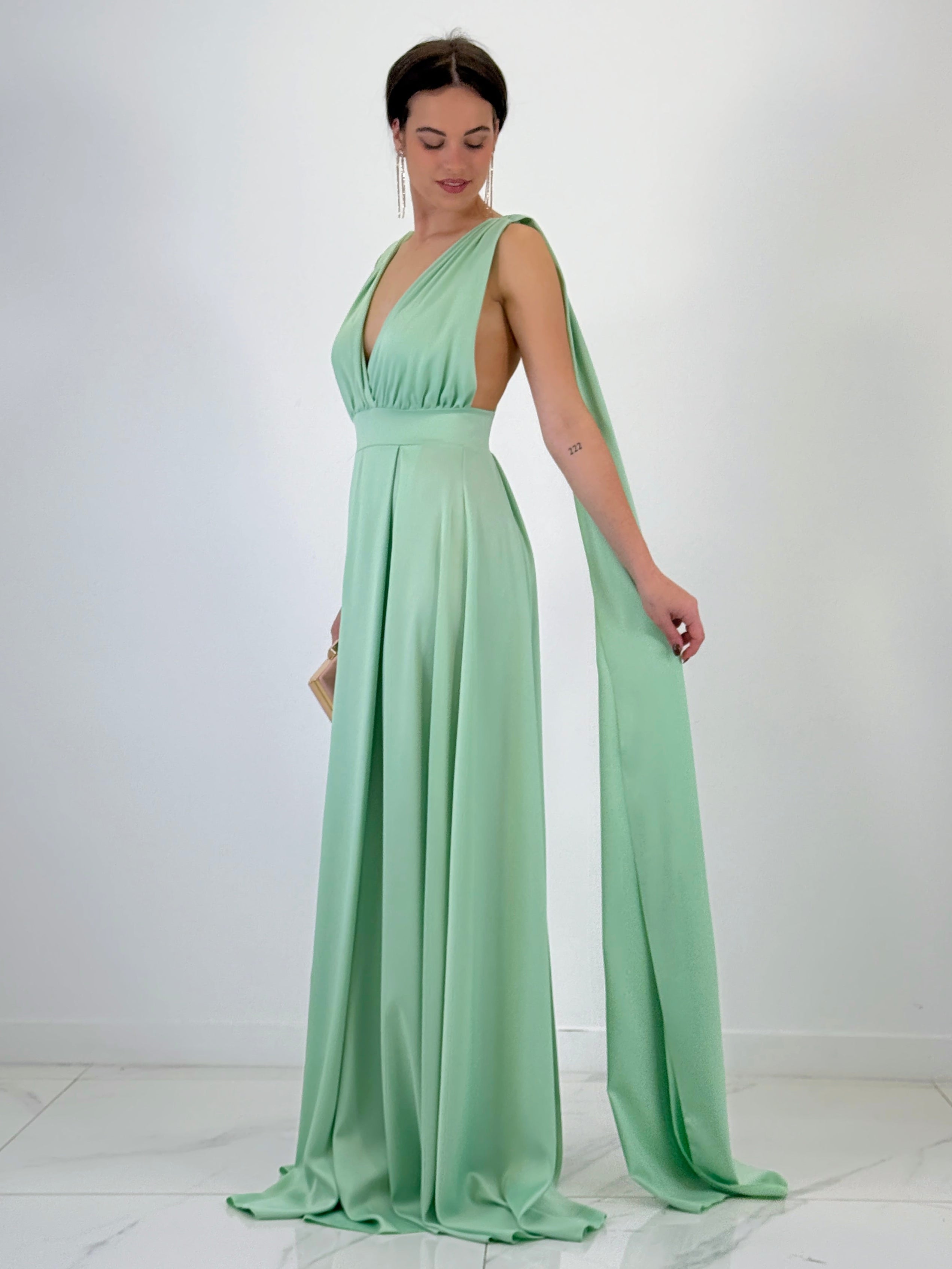 Vestido capa espalda cruzada Jena