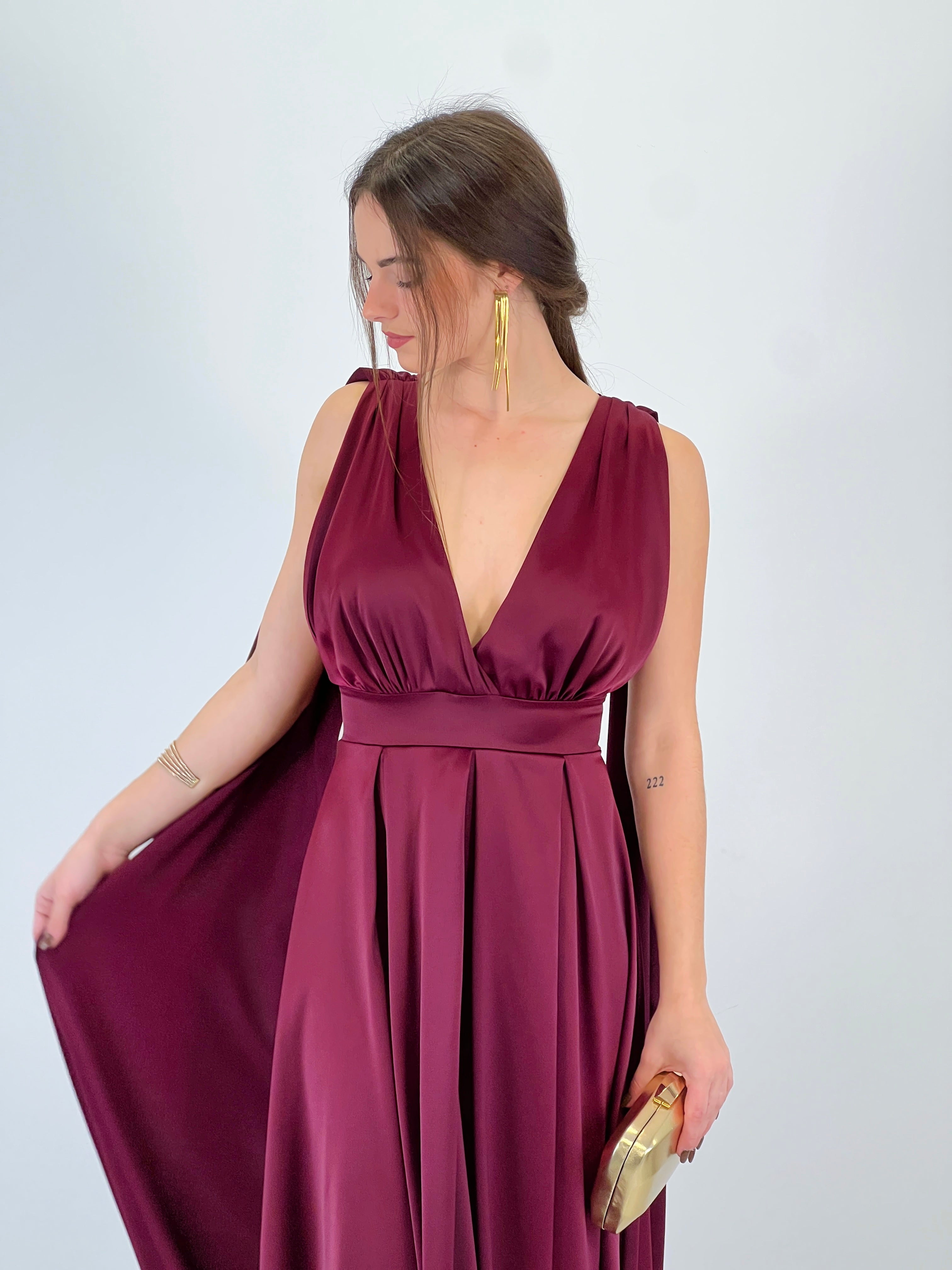 Vestido capa espalda cruzada Jena