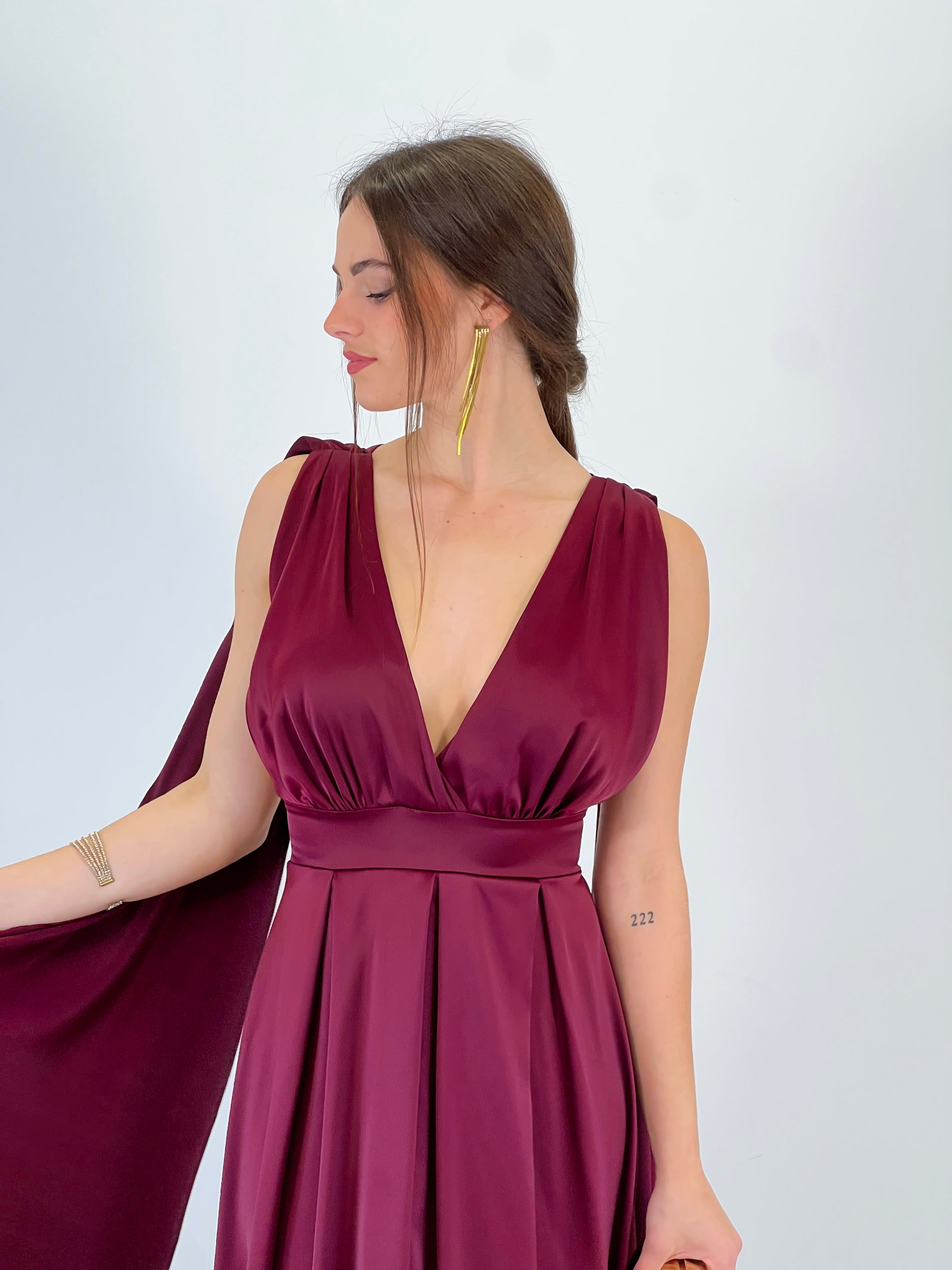 Vestido capa espalda cruzada Jena