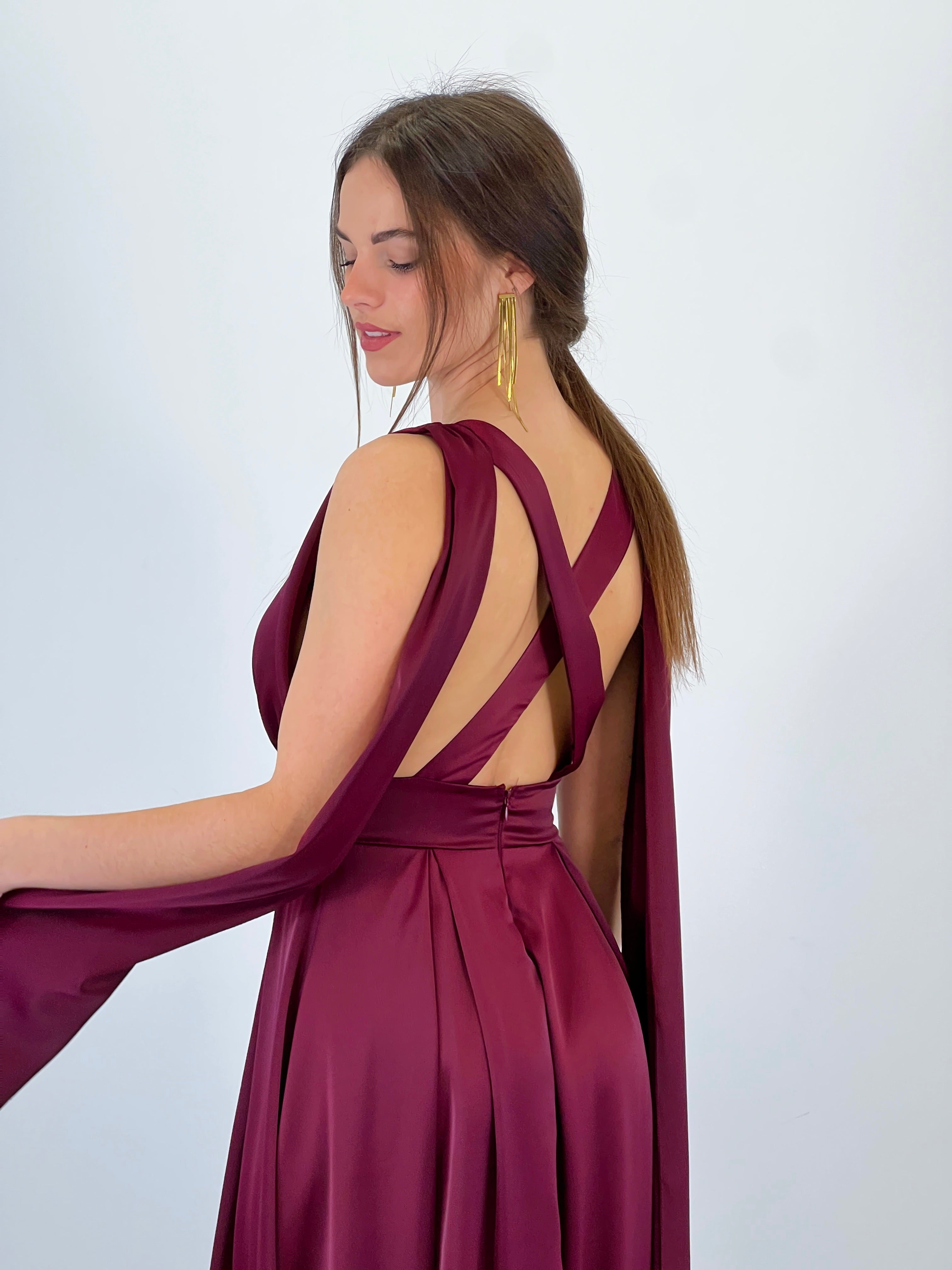 Vestido capa espalda cruzada Jena